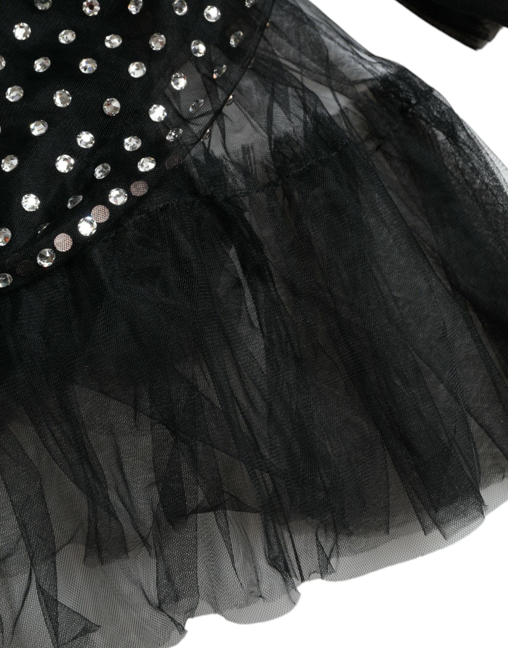Dolce & Gabbana Black Crystal-Embellished A-Line Dress