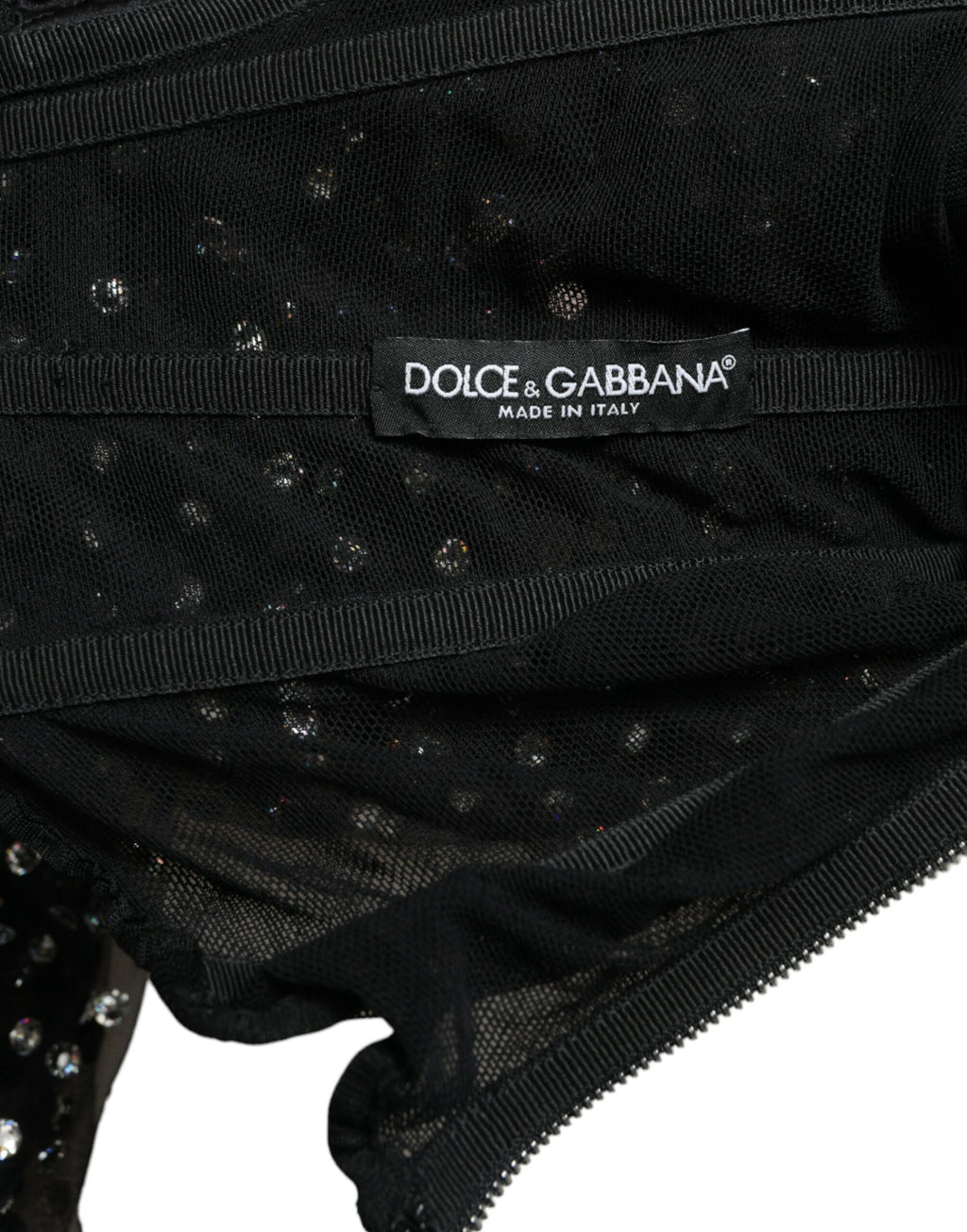 Dolce & Gabbana Black Crystal-Embellished A-Line Dress
