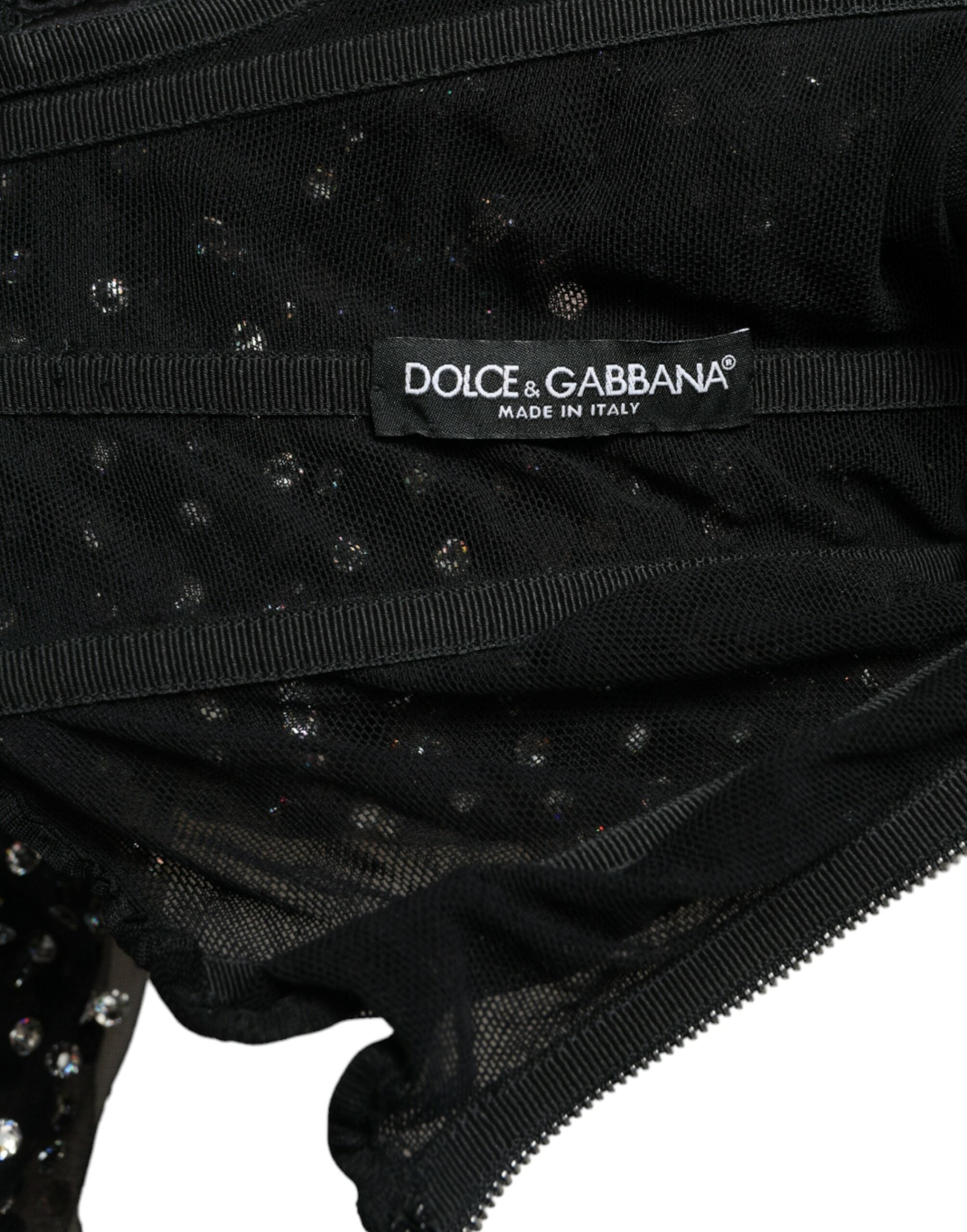 Dolce & Gabbana Black Crystal-Embellished A-Line Dress