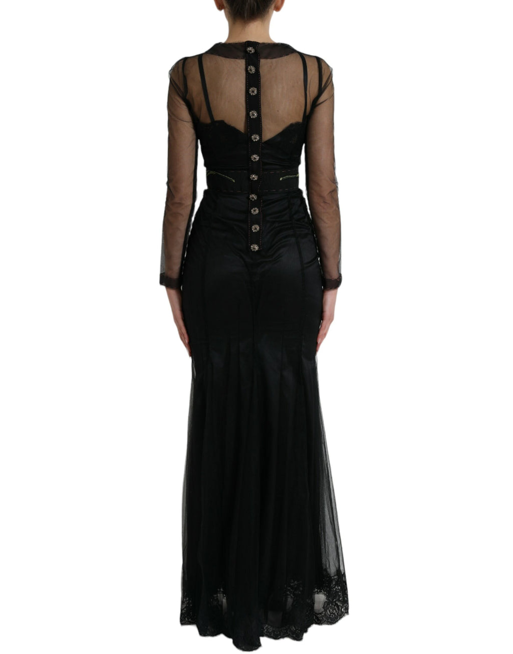 Dolce & Gabbana Black Floral Embroidered Mesh Tulle Dress