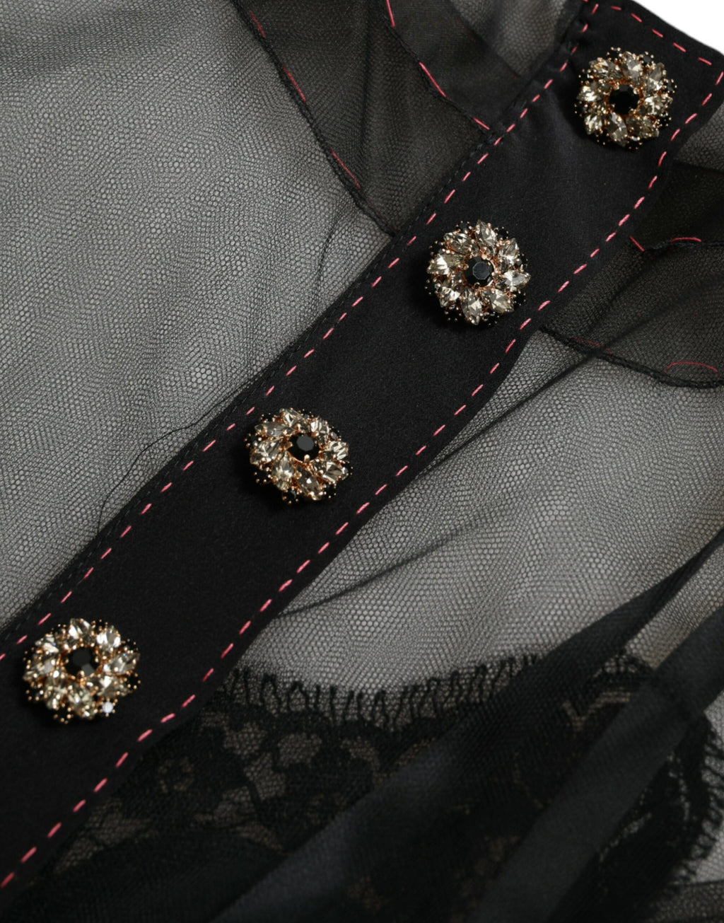 Dolce & Gabbana Black Floral Embroidered Mesh Tulle Dress