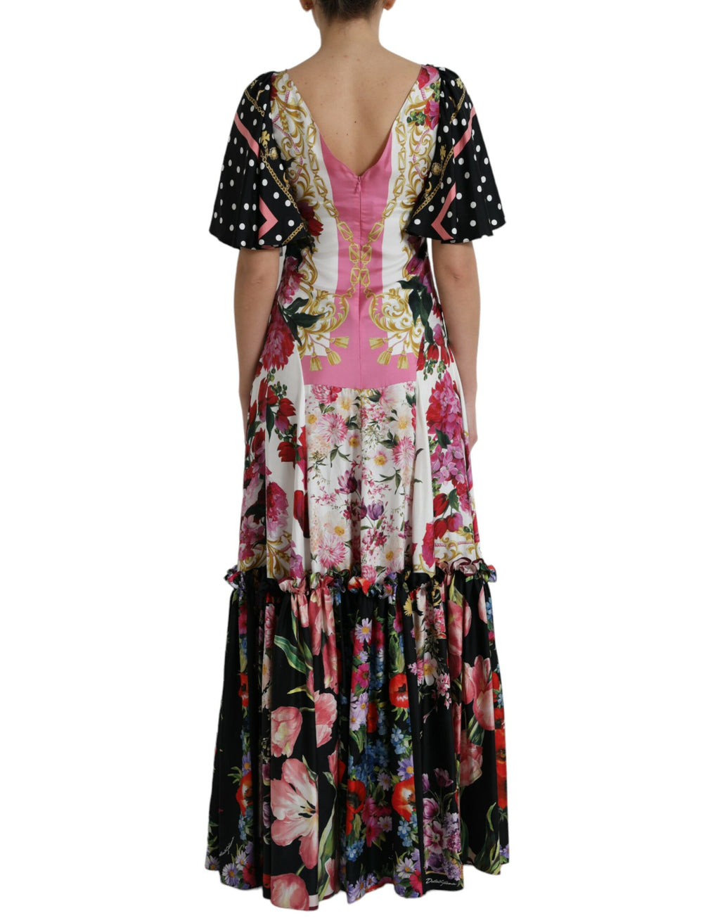 Dolce & Gabbana Kleid aus Seiden-Twill mit mehrfarbigem Blumendruck