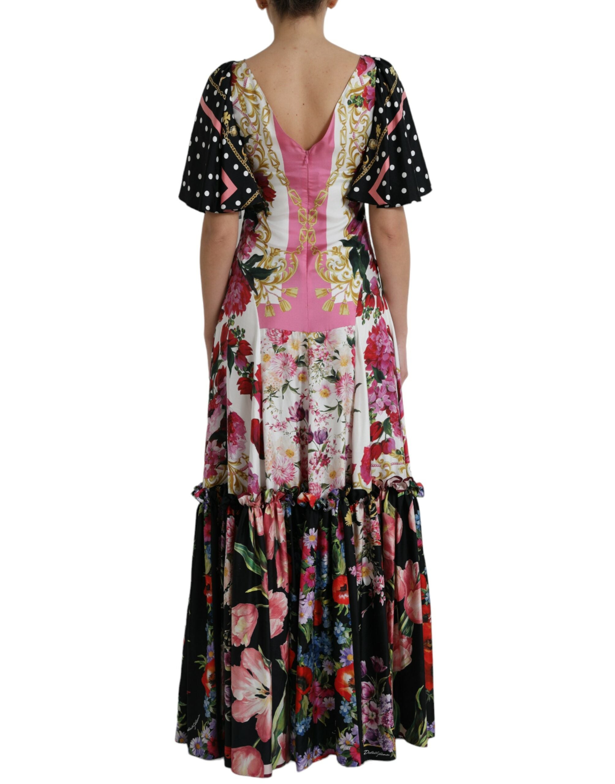 Dolce & Gabbana Kleid aus Seiden-Twill mit mehrfarbigem Blumendruck