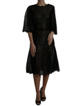 Dolce & Gabbana Schwarzes Midikleid mit floraler Spitze in A-Linie