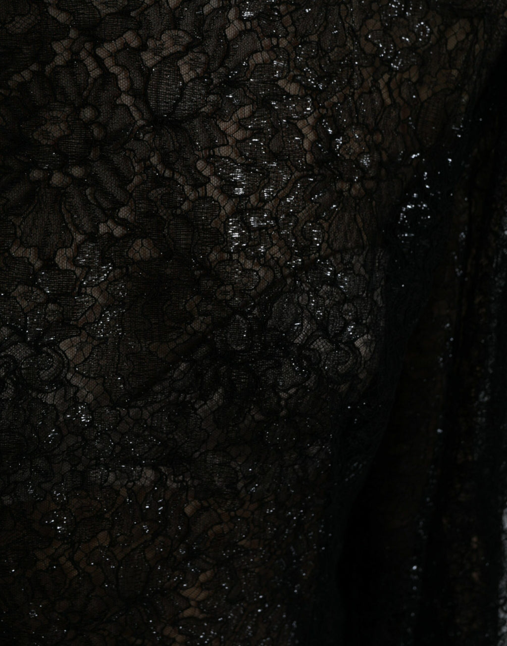 Dolce & Gabbana Schwarzes Midikleid mit floraler Spitze in A-Linie