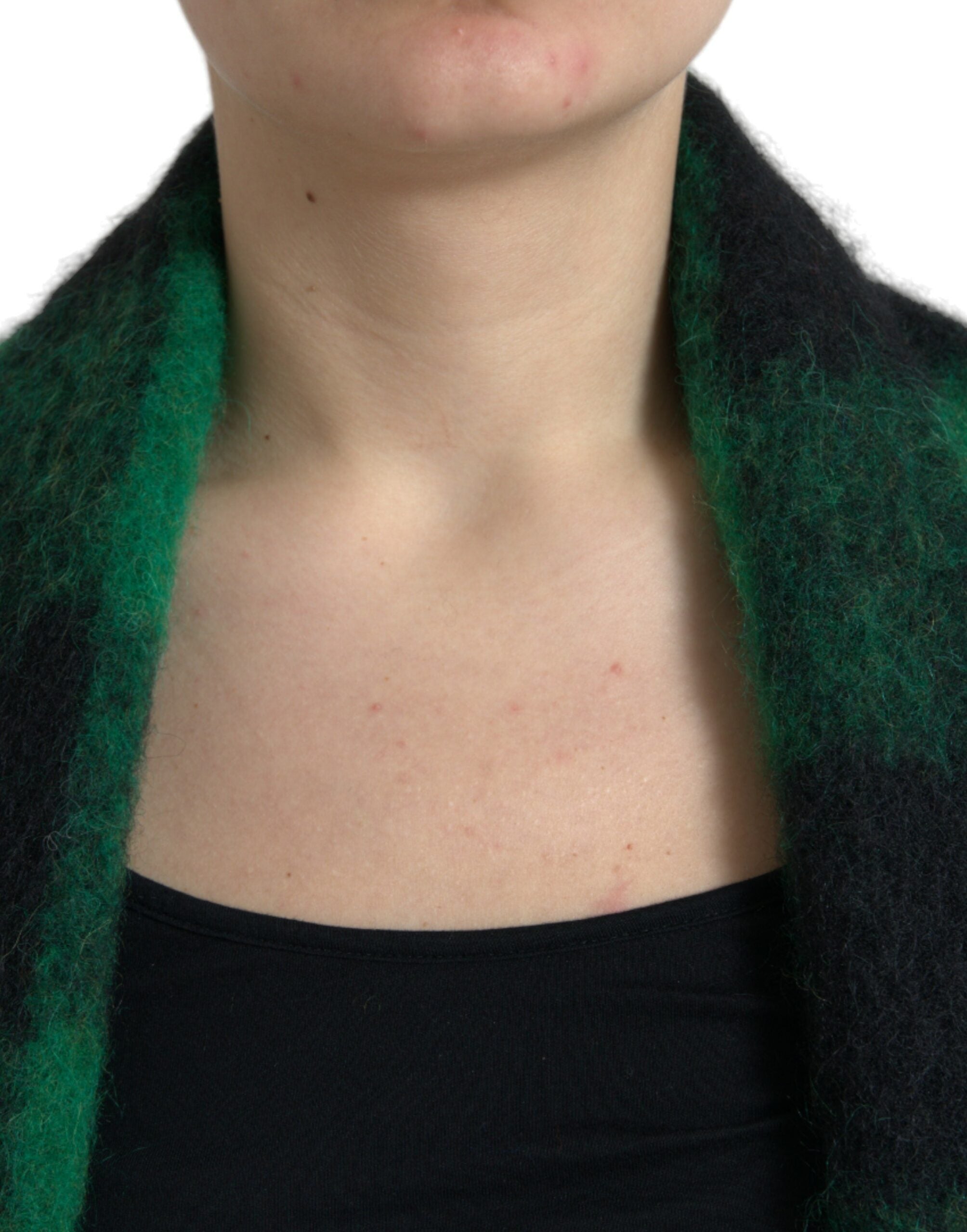 Dolce & Gabbana Schwarz Grün Buffalo Check Poncho Mantel Jacke
