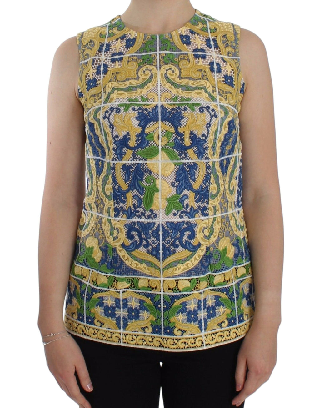 Dolce & Gabbana Multicolor Majolika bestickter Pullover