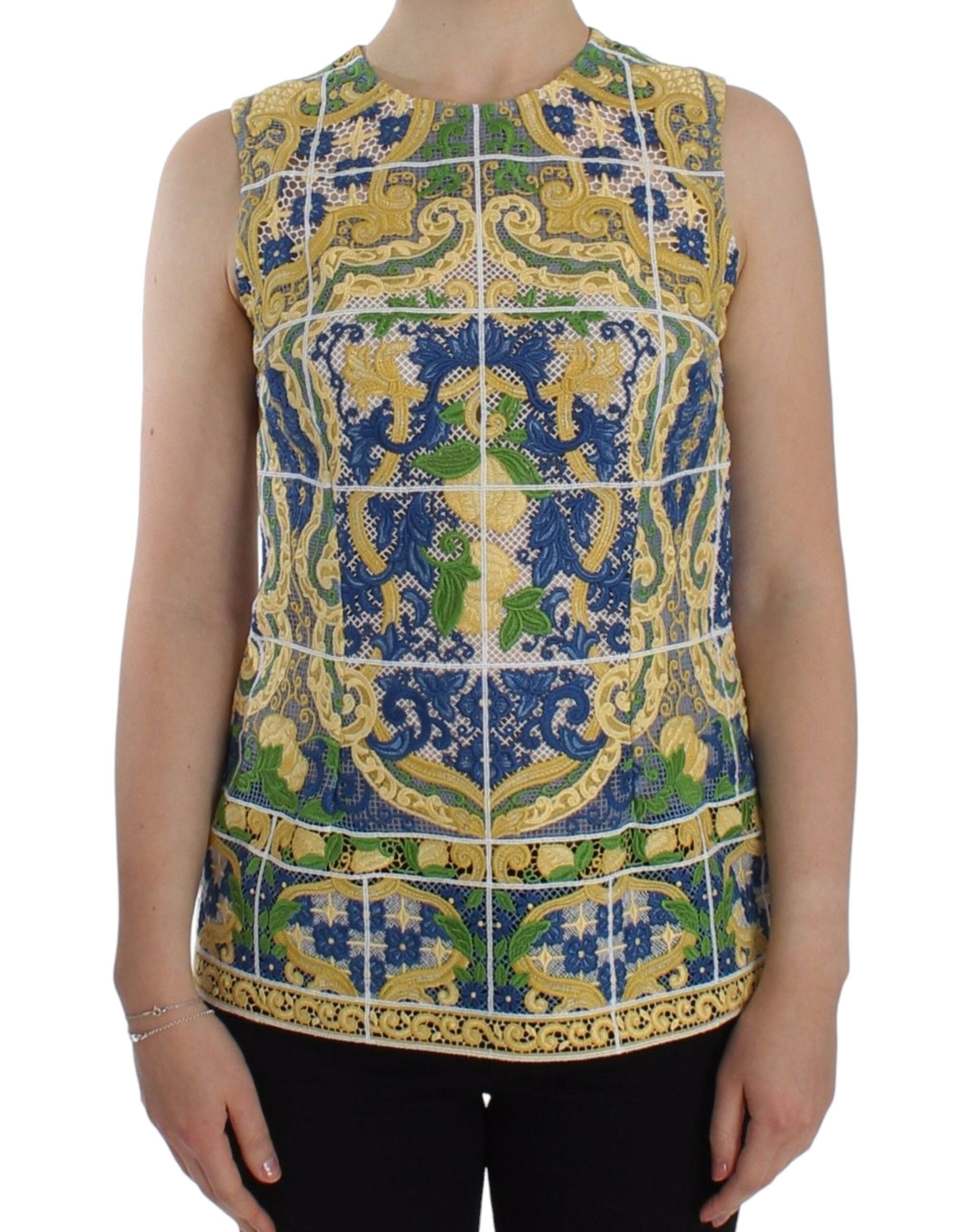 Dolce & Gabbana Multicolor Majolika bestickter Pullover