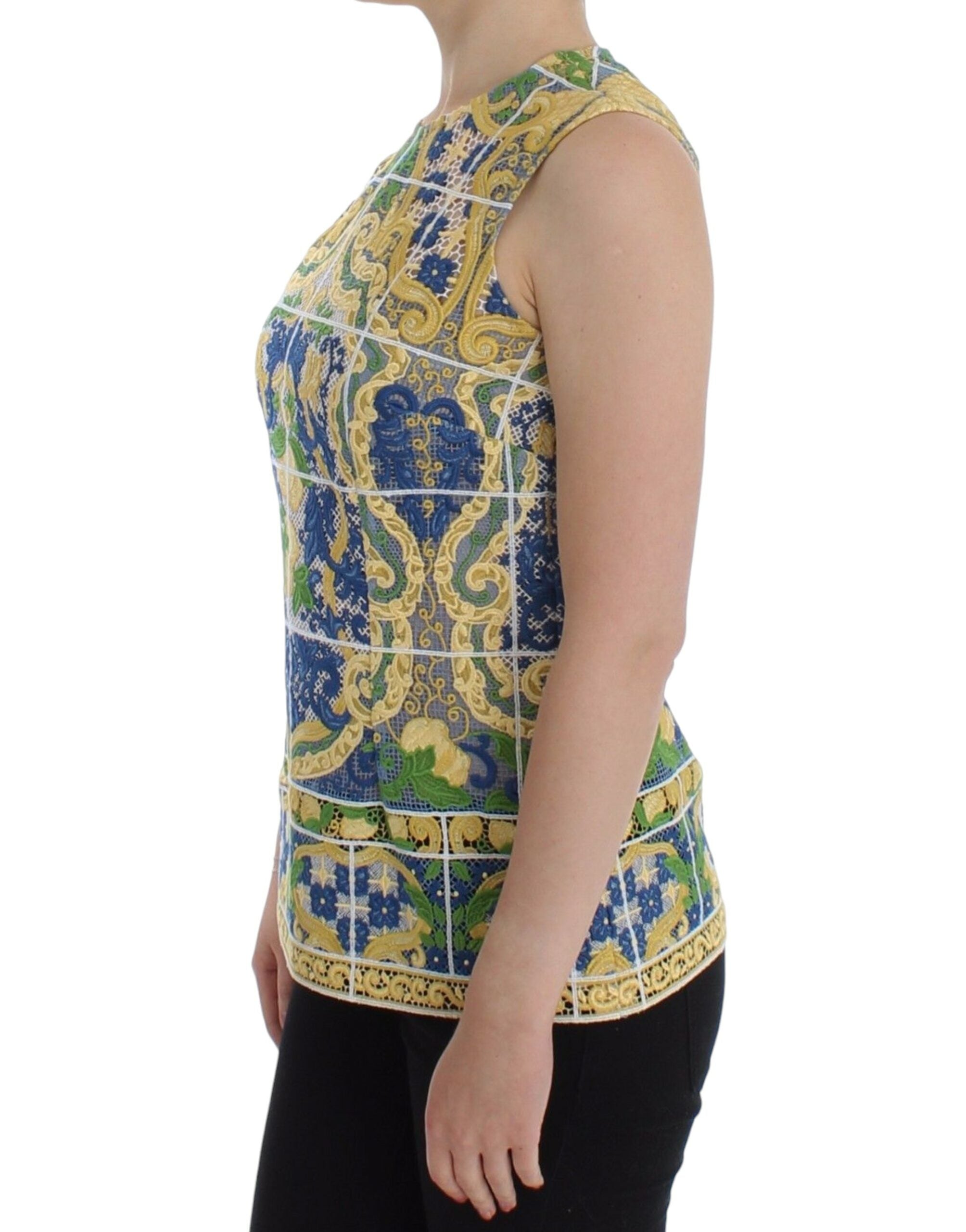 Dolce & Gabbana Multicolor Majolika bestickter Pullover