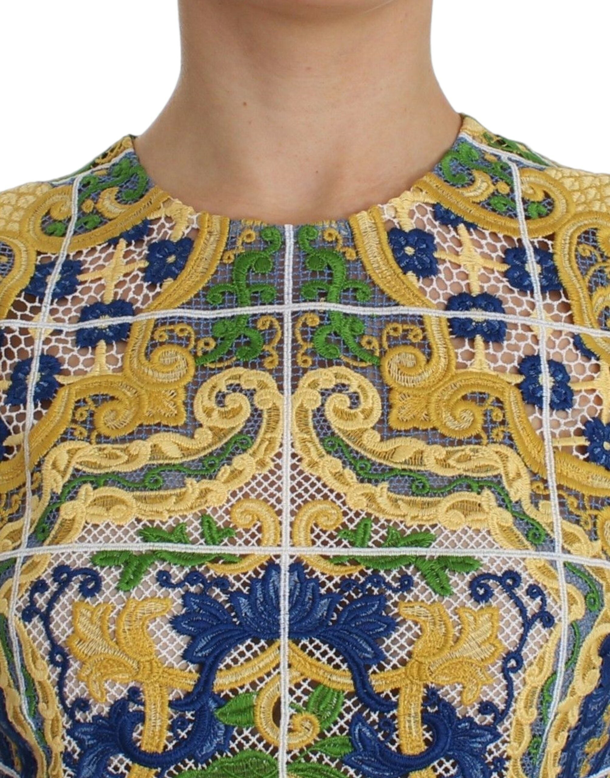 Dolce & Gabbana Multicolor Majolika bestickter Pullover