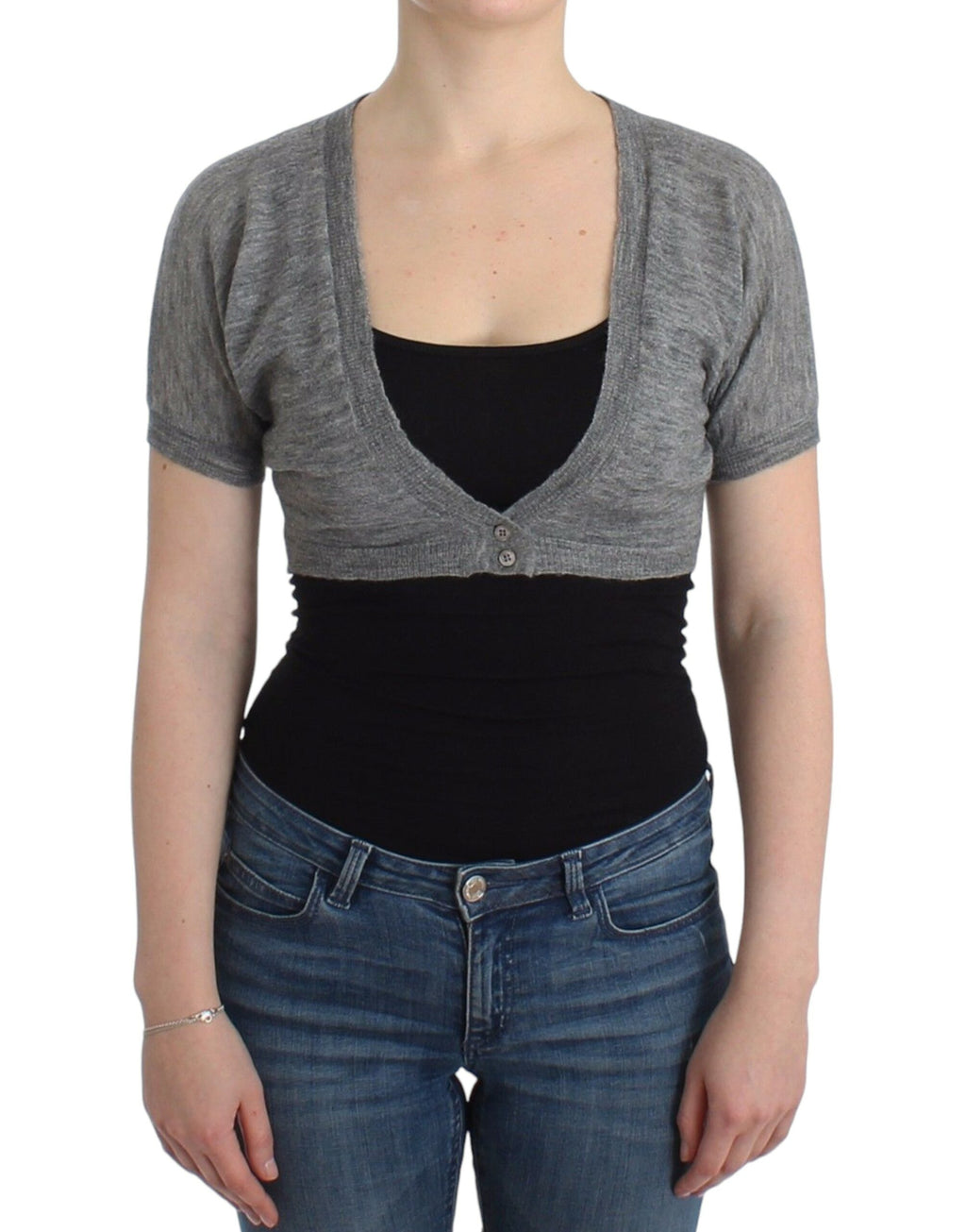 Ermanno Scervino Lingerie Knitted Sweater Cardigan Bolero Grey