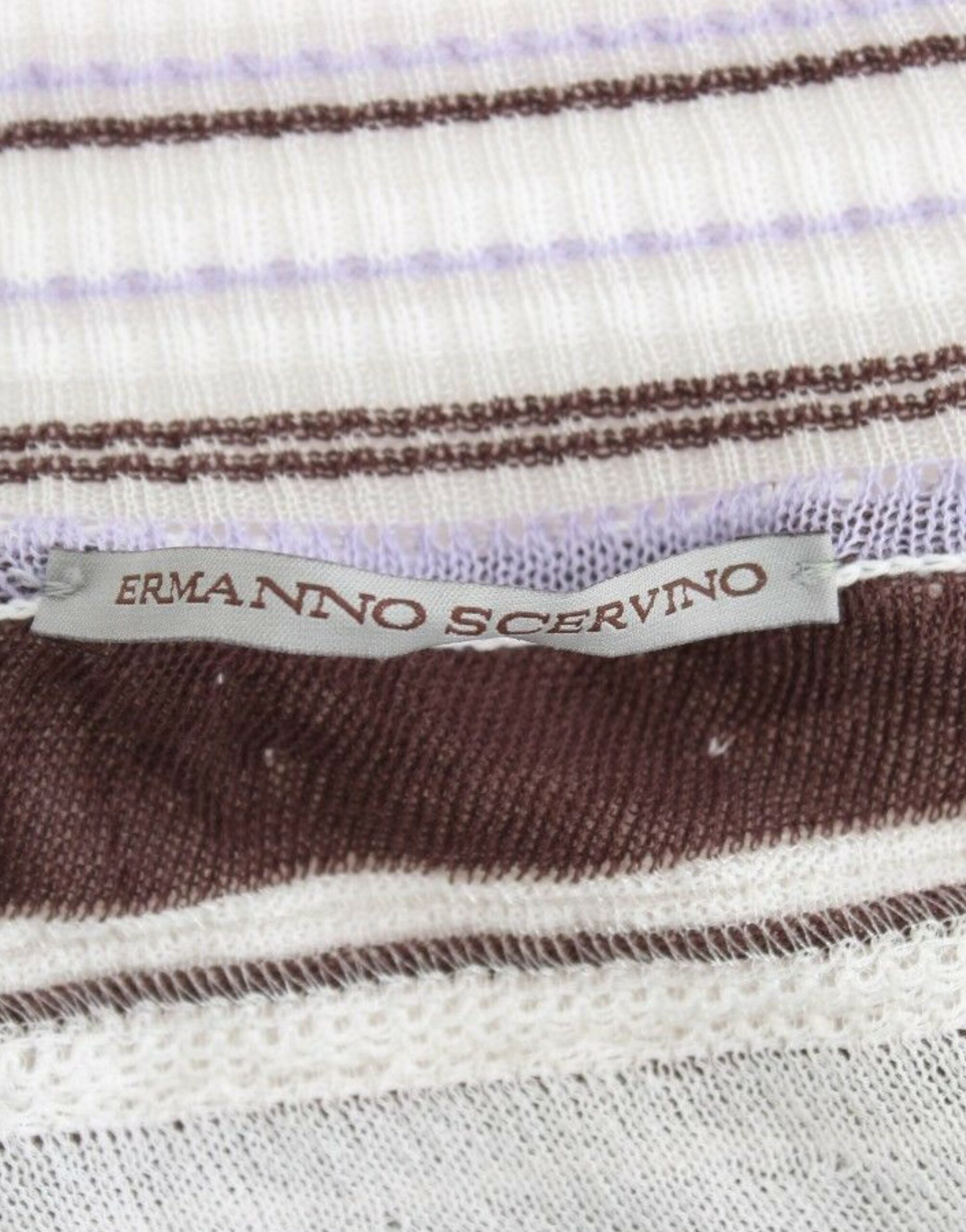 Ermanno Scervino Striped Lace V-Neck Short-Sleeve Top Sweater