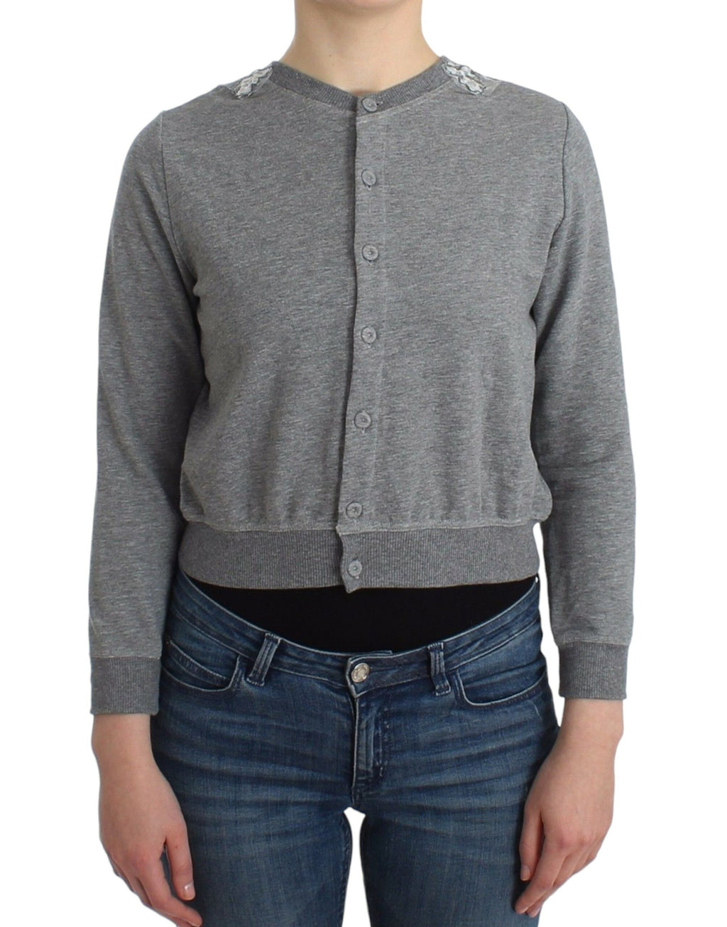 Ermanno Scervino Lingerie Grey Lace Sweater Cardigan Top