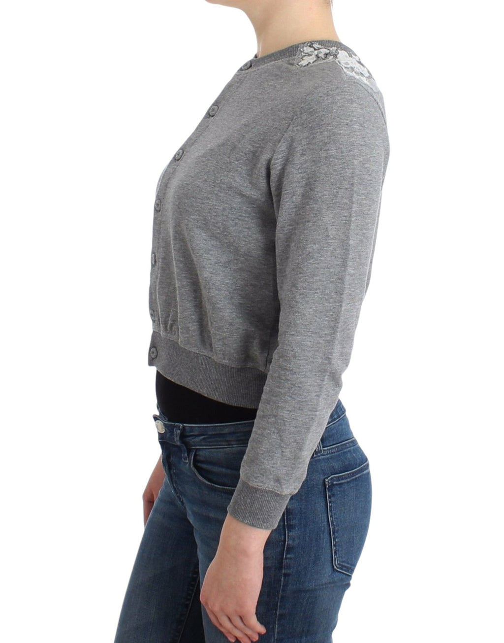 Ermanno Scervino Lingerie Grey Lace Sweater Cardigan Top