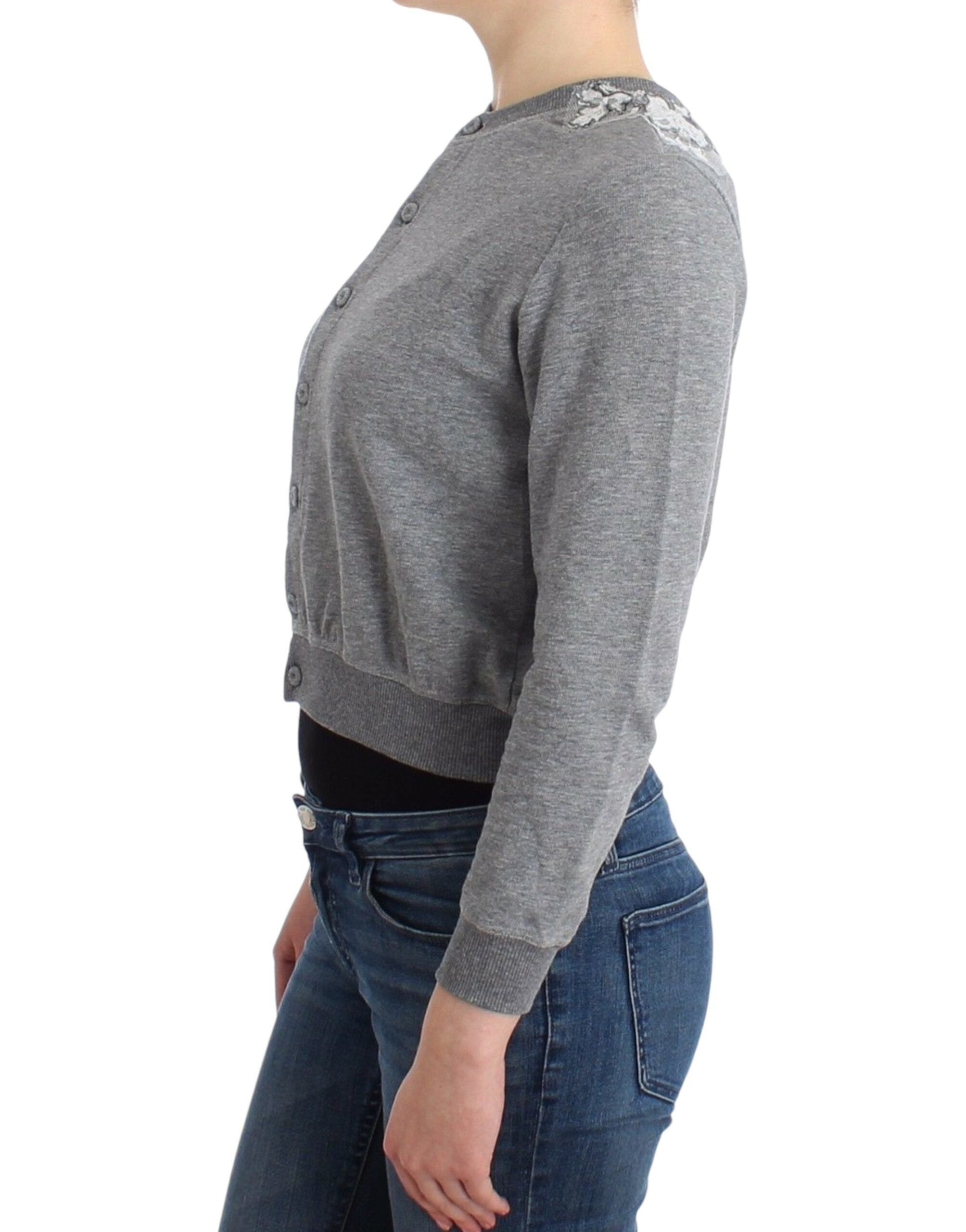 Ermanno Scervino Lingerie Grey Lace Sweater Cardigan Top
