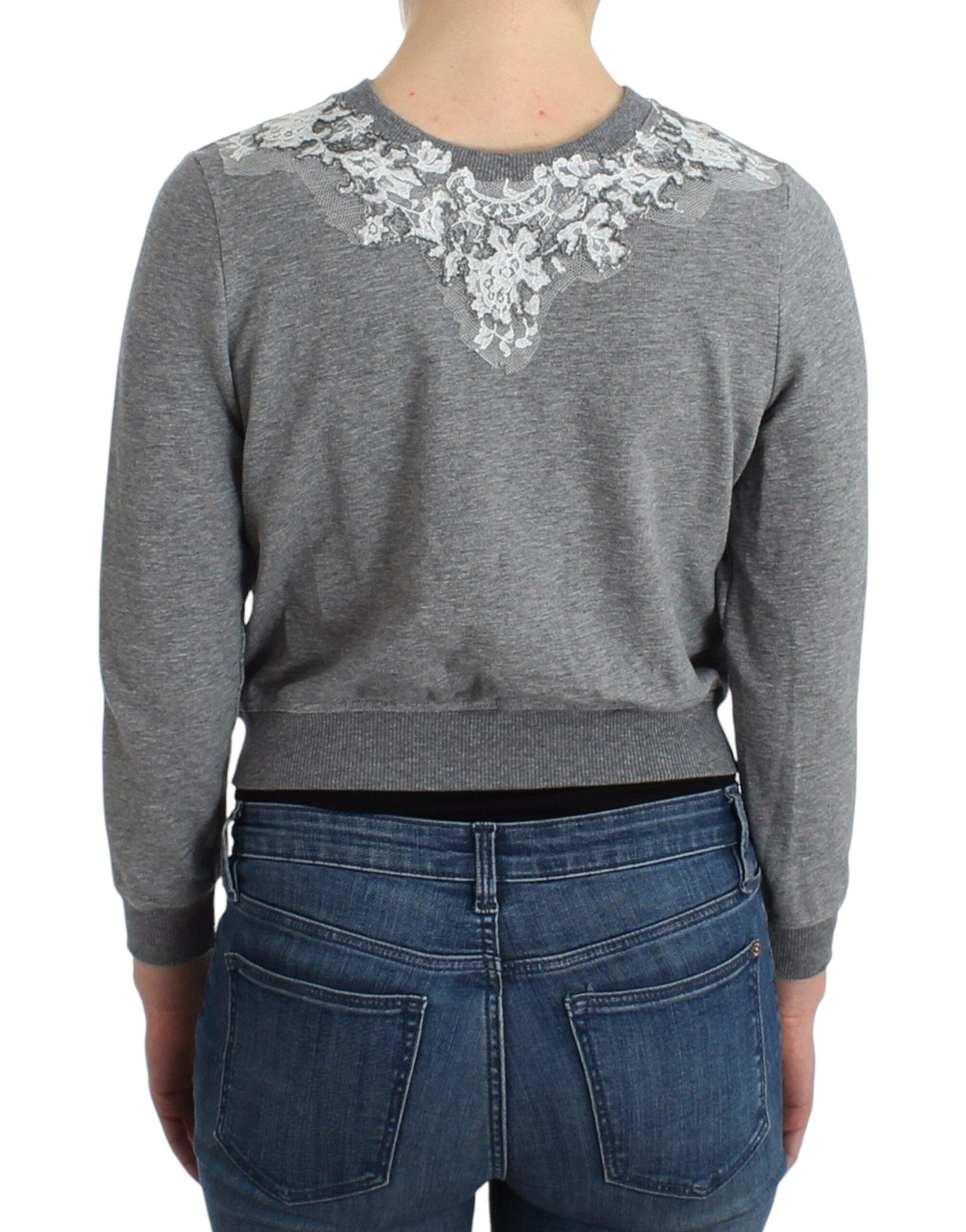 Ermanno Scervino Lingerie Grey Lace Sweater Cardigan Top