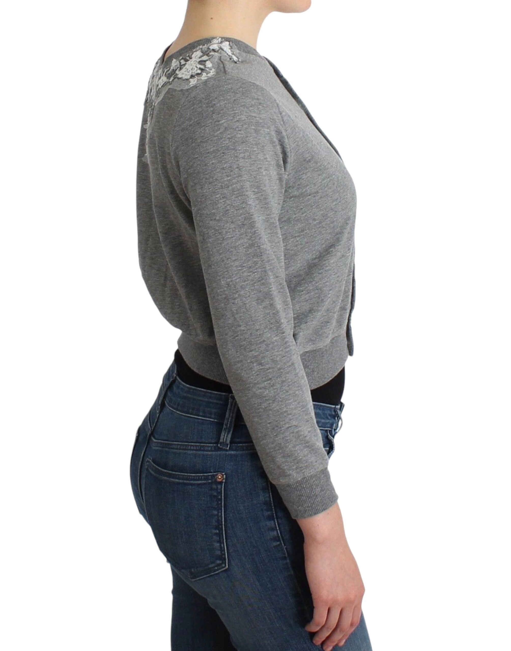 Ermanno Scervino Lingerie Grey Lace Sweater Cardigan Top
