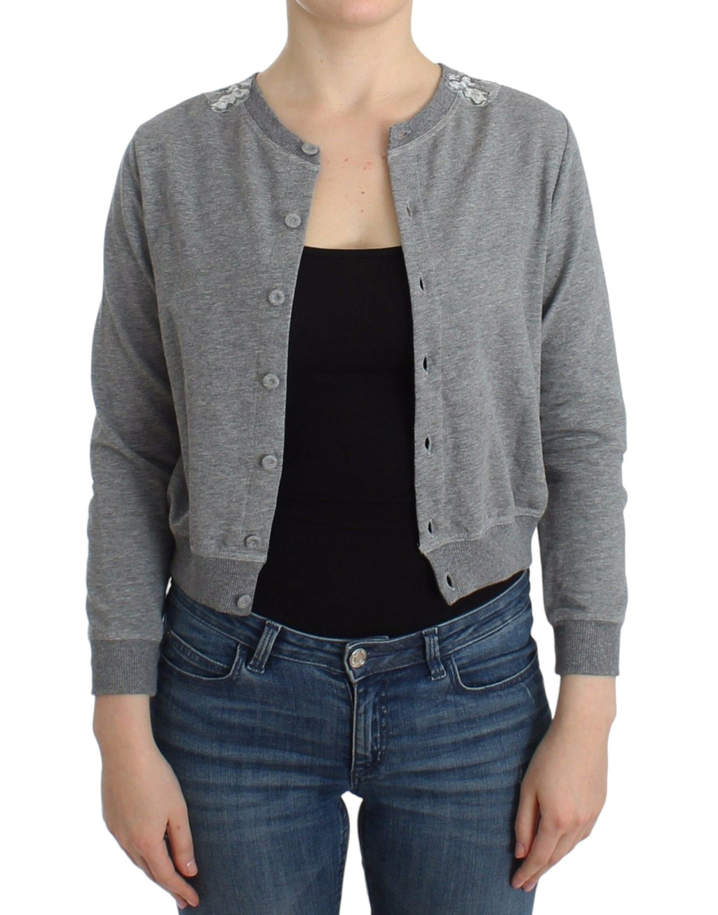 Ermanno Scervino Lingerie Grey Lace Sweater Cardigan Top
