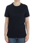 Ermanno Scervino Lingerie Blaues Logo-T-Shirt mit Rundhalsausschnitt aus Baumwolle