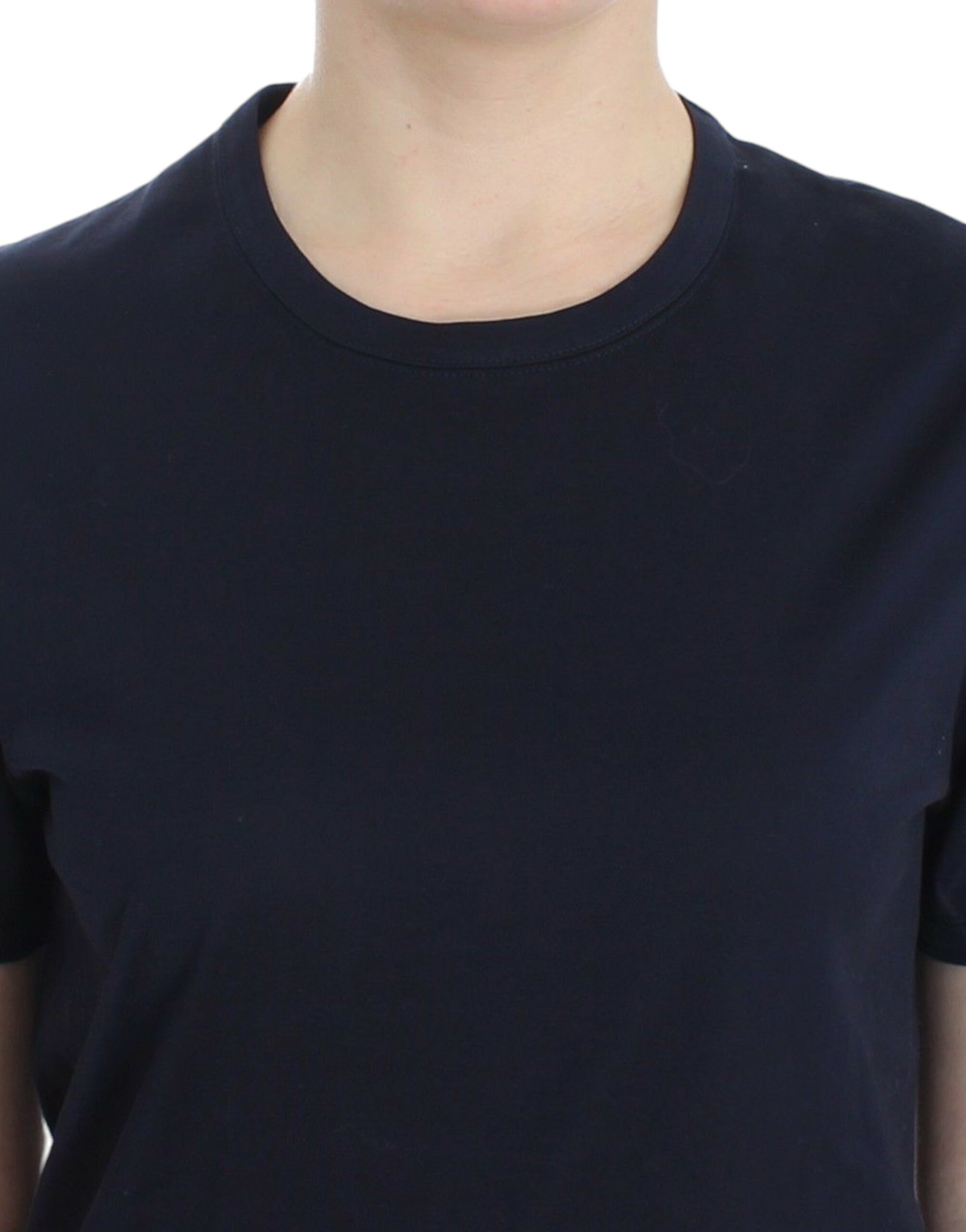 Ermanno Scervino Lingerie Blaues Logo-T-Shirt mit Rundhalsausschnitt aus Baumwolle