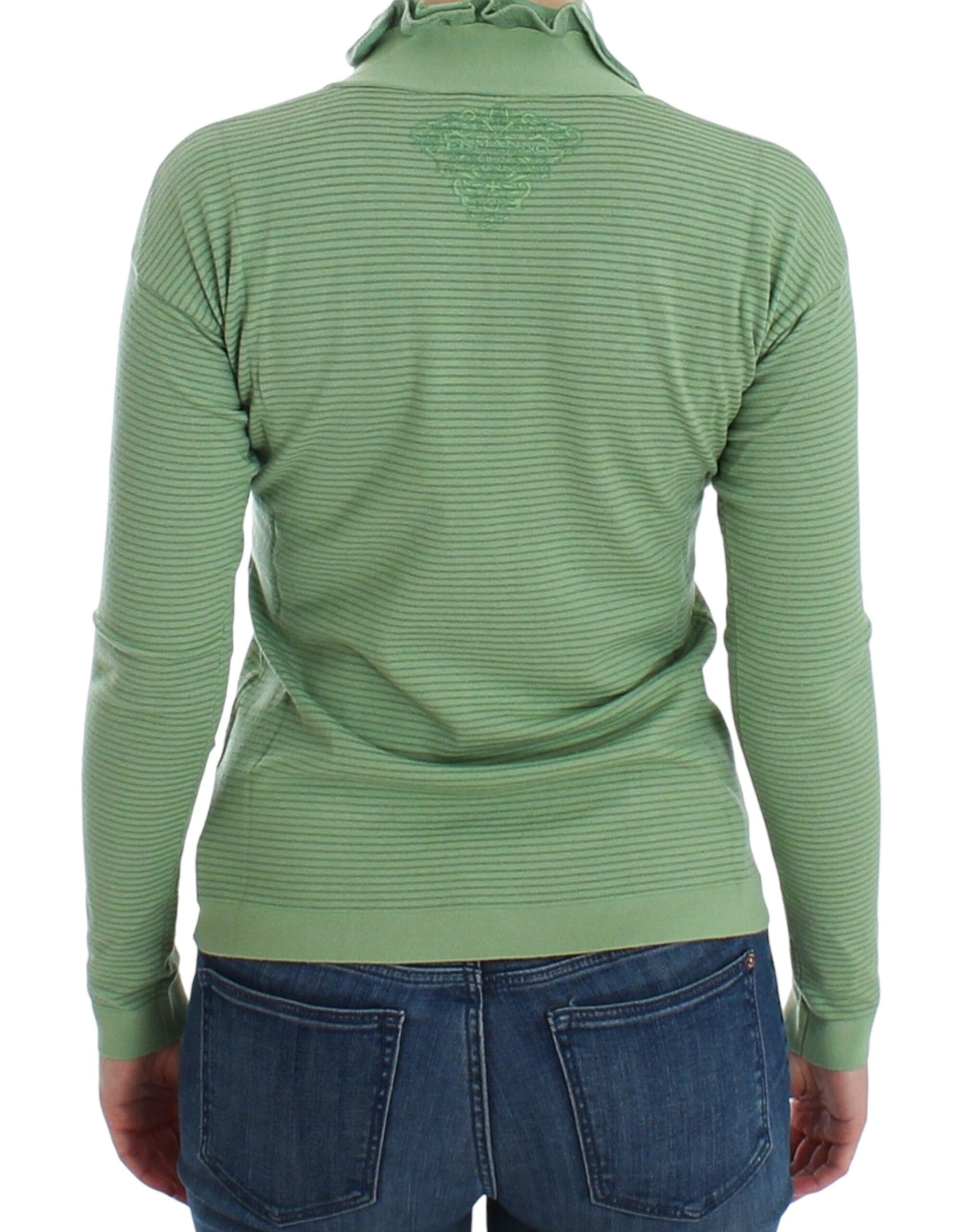 Ermanno Scervino Green Striped Wool-Blend Long-Sleeve Sweater