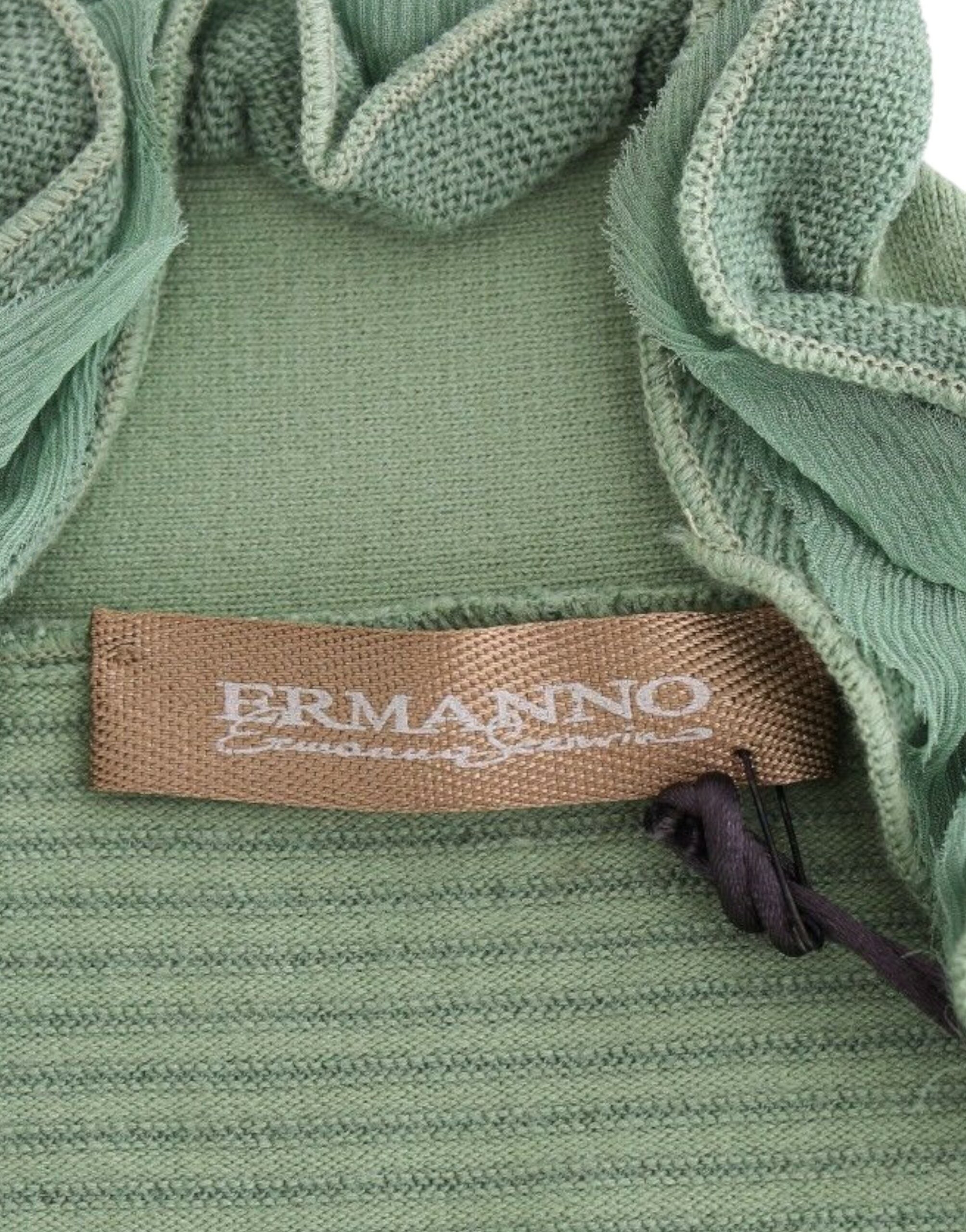 Ermanno Scervino Green Striped Wool-Blend Long-Sleeve Sweater