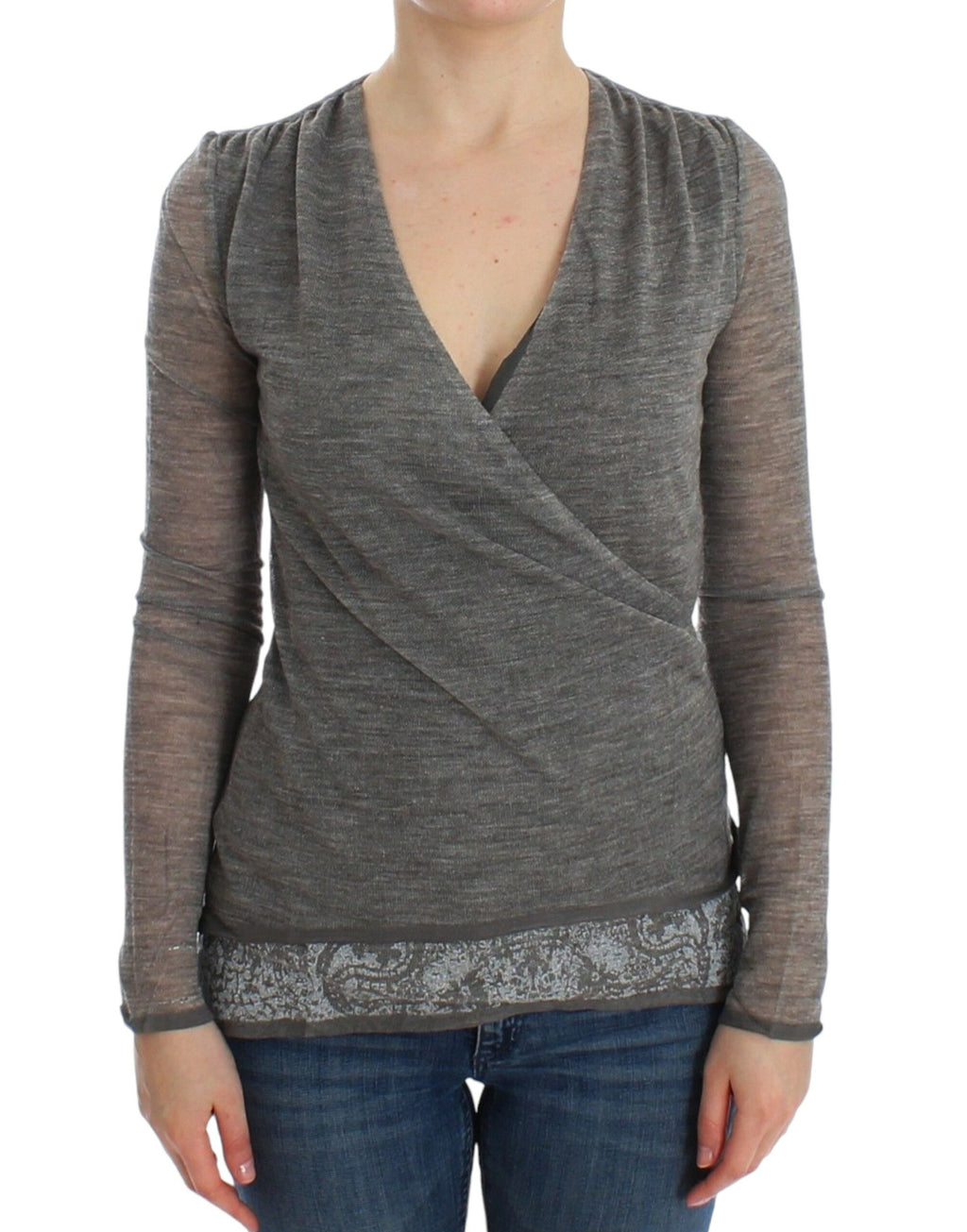Ermanno Scervino Grey long-sleeved wool blend sweater