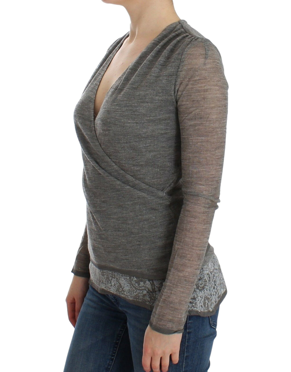 Ermanno Scervino Grey long-sleeved wool blend sweater