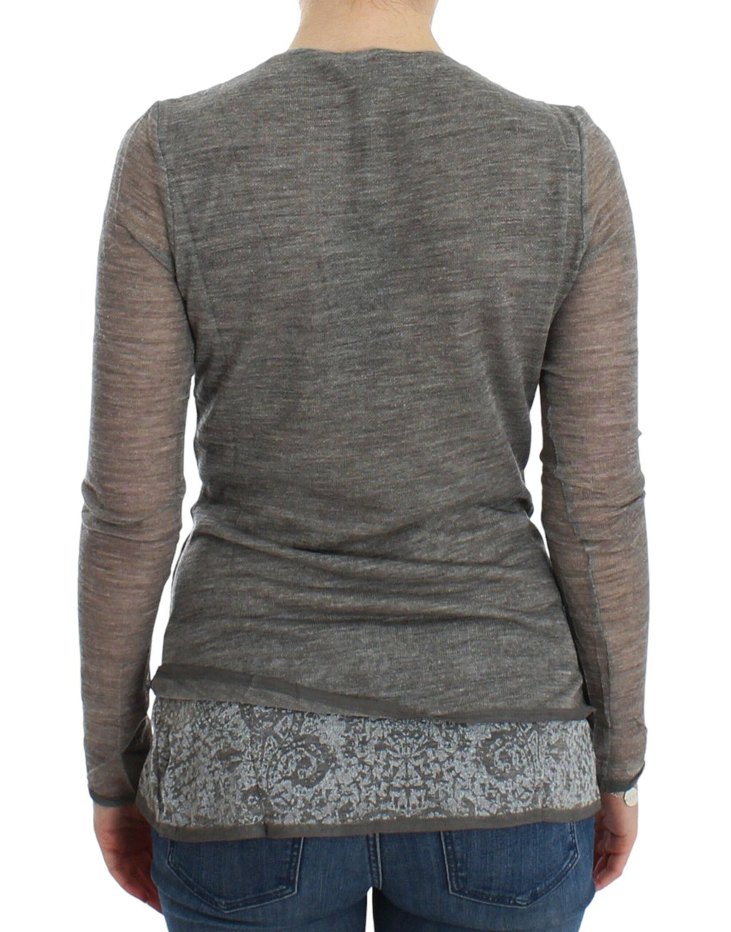 Ermanno Scervino Grey long-sleeved wool blend sweater