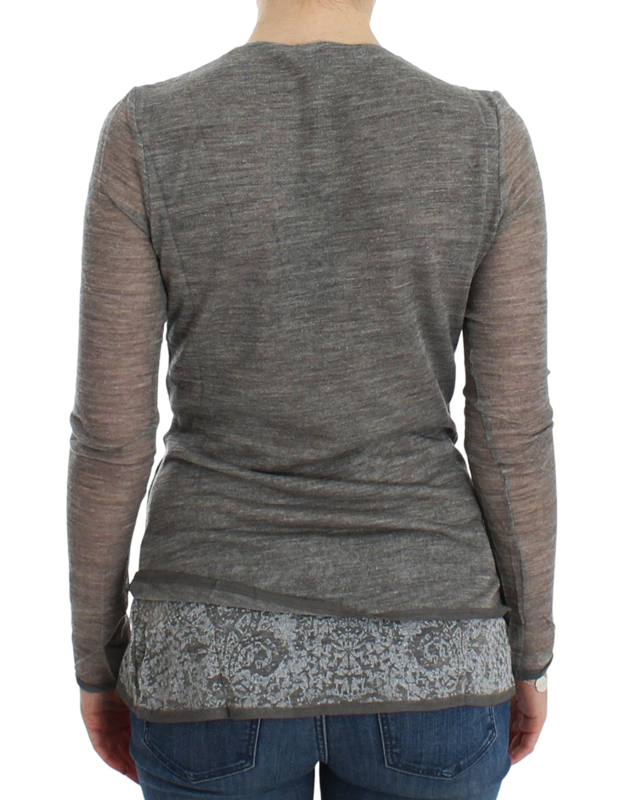 Ermanno Scervino Grey long-sleeved wool blend sweater