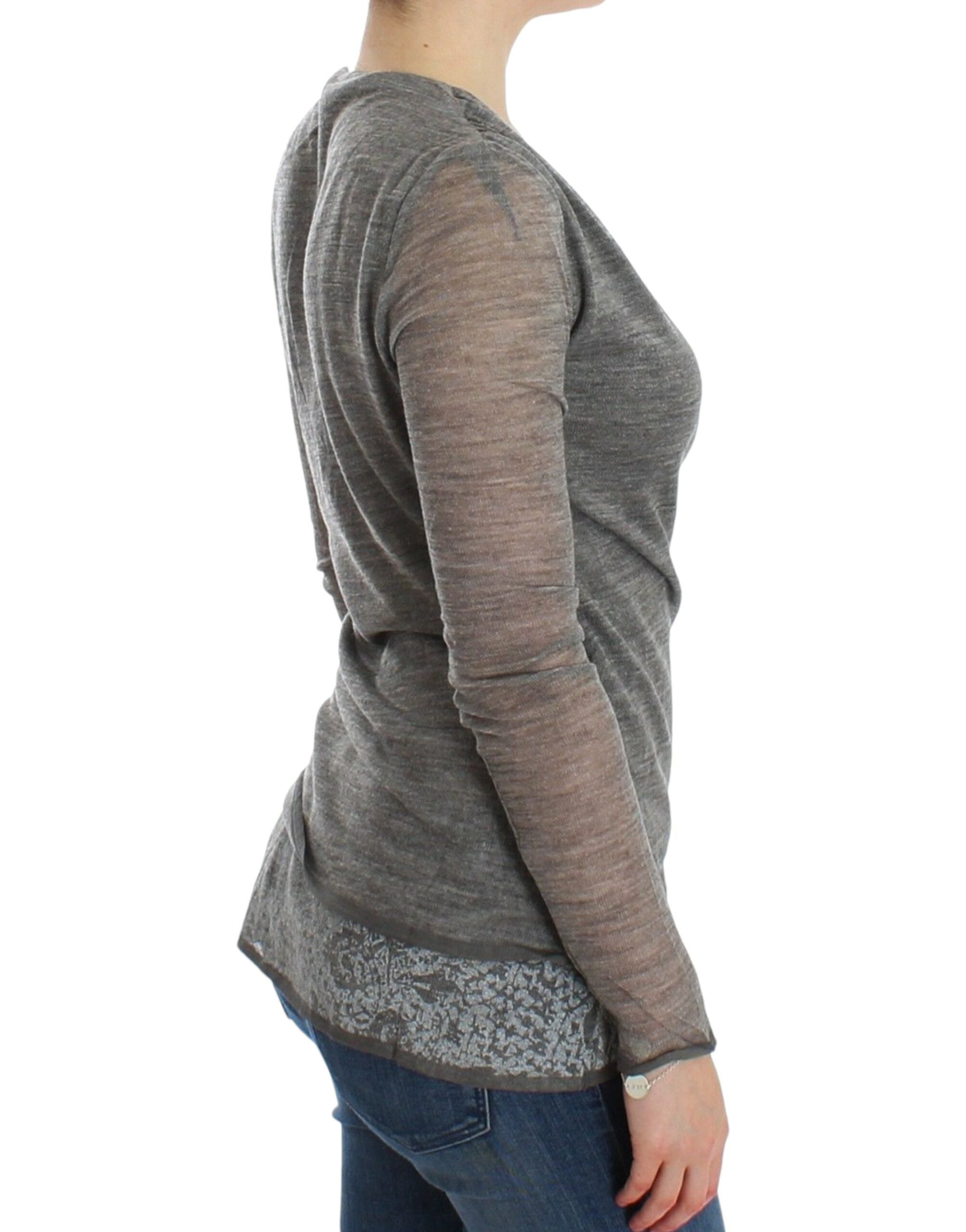 Ermanno Scervino Grey long-sleeved wool blend sweater