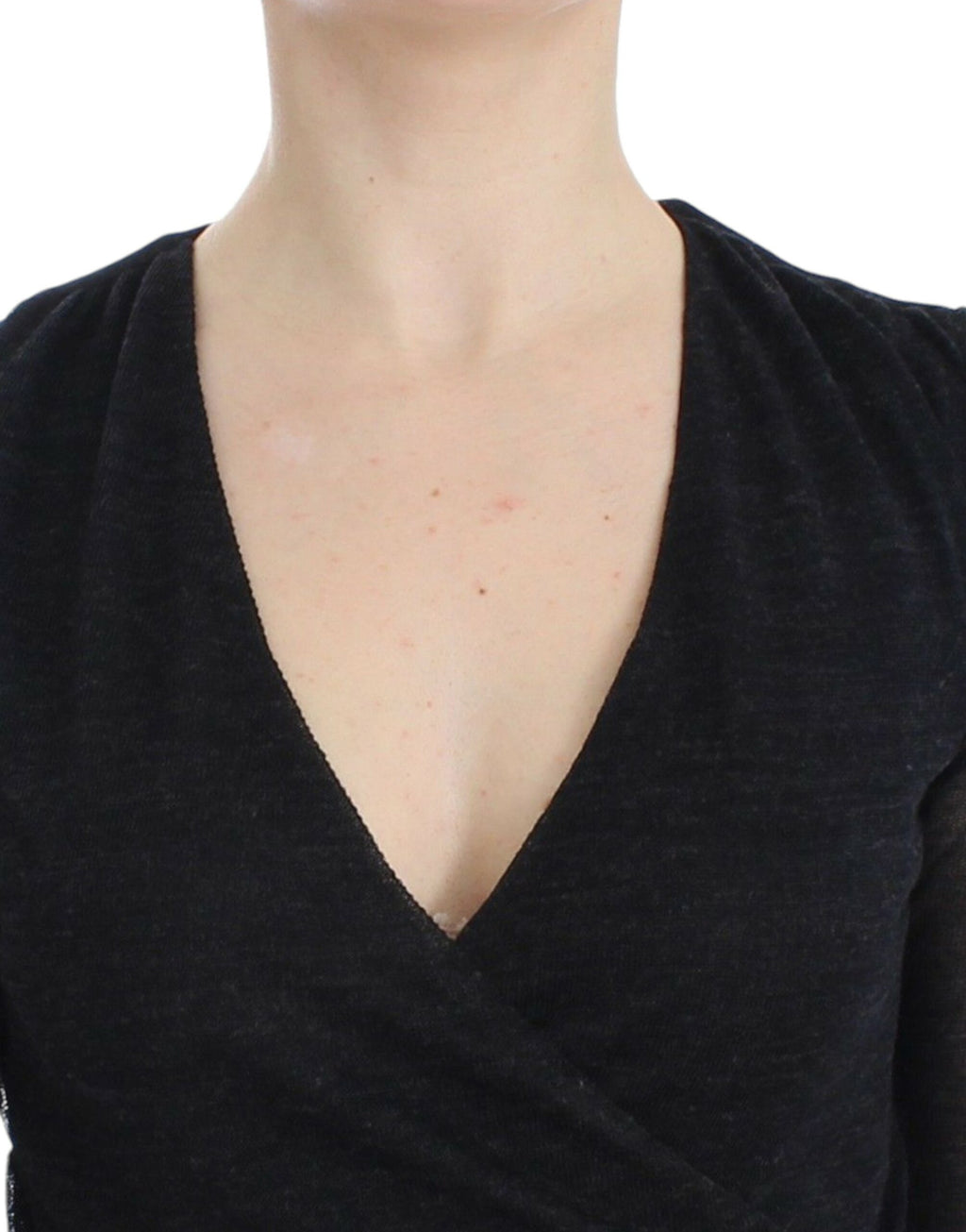 Ermanno Scervino Black Wool Blend Stretch Long-Sleeve Sweater