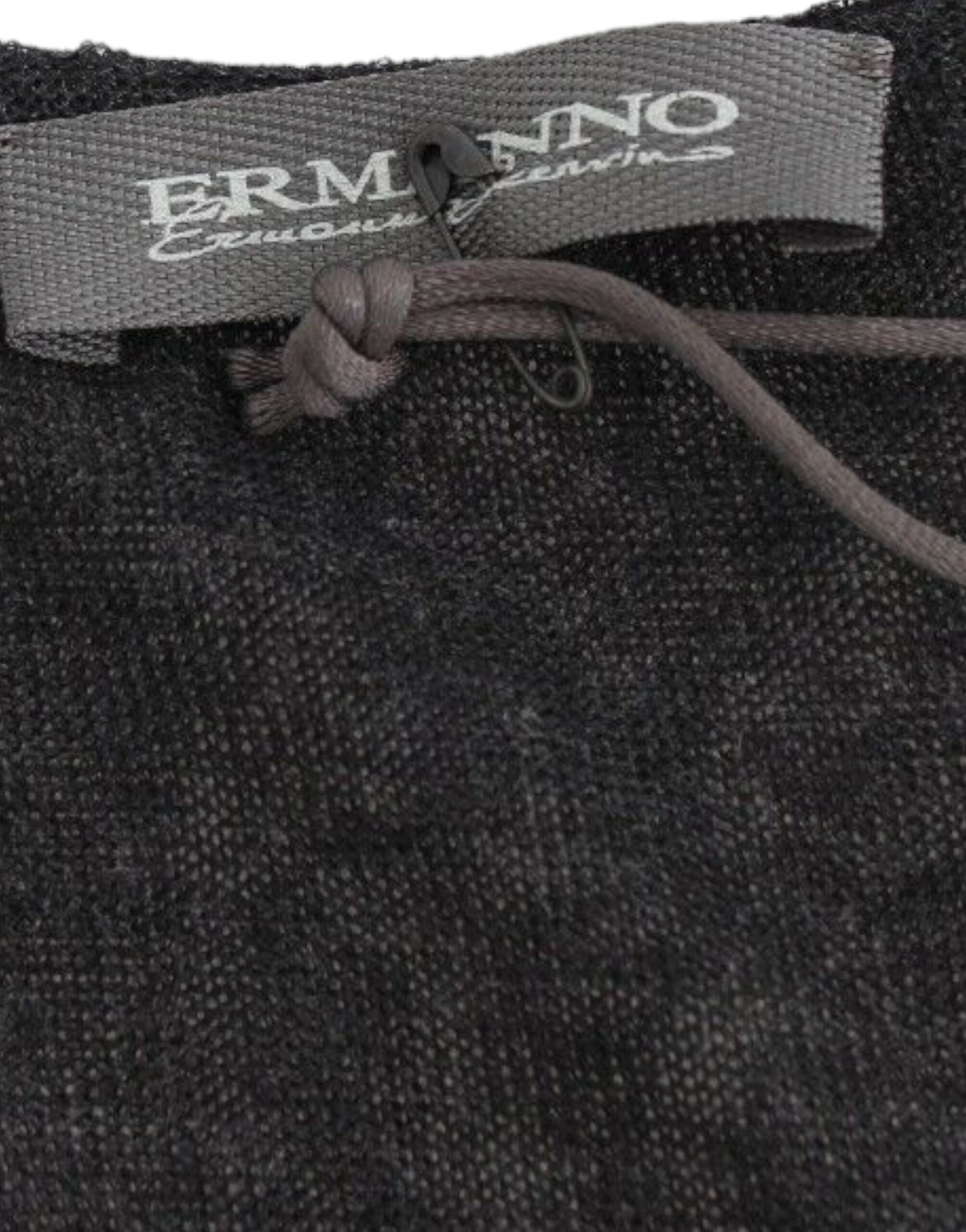 Ermanno Scervino Black Wool Blend Stretch Long-Sleeve Sweater
