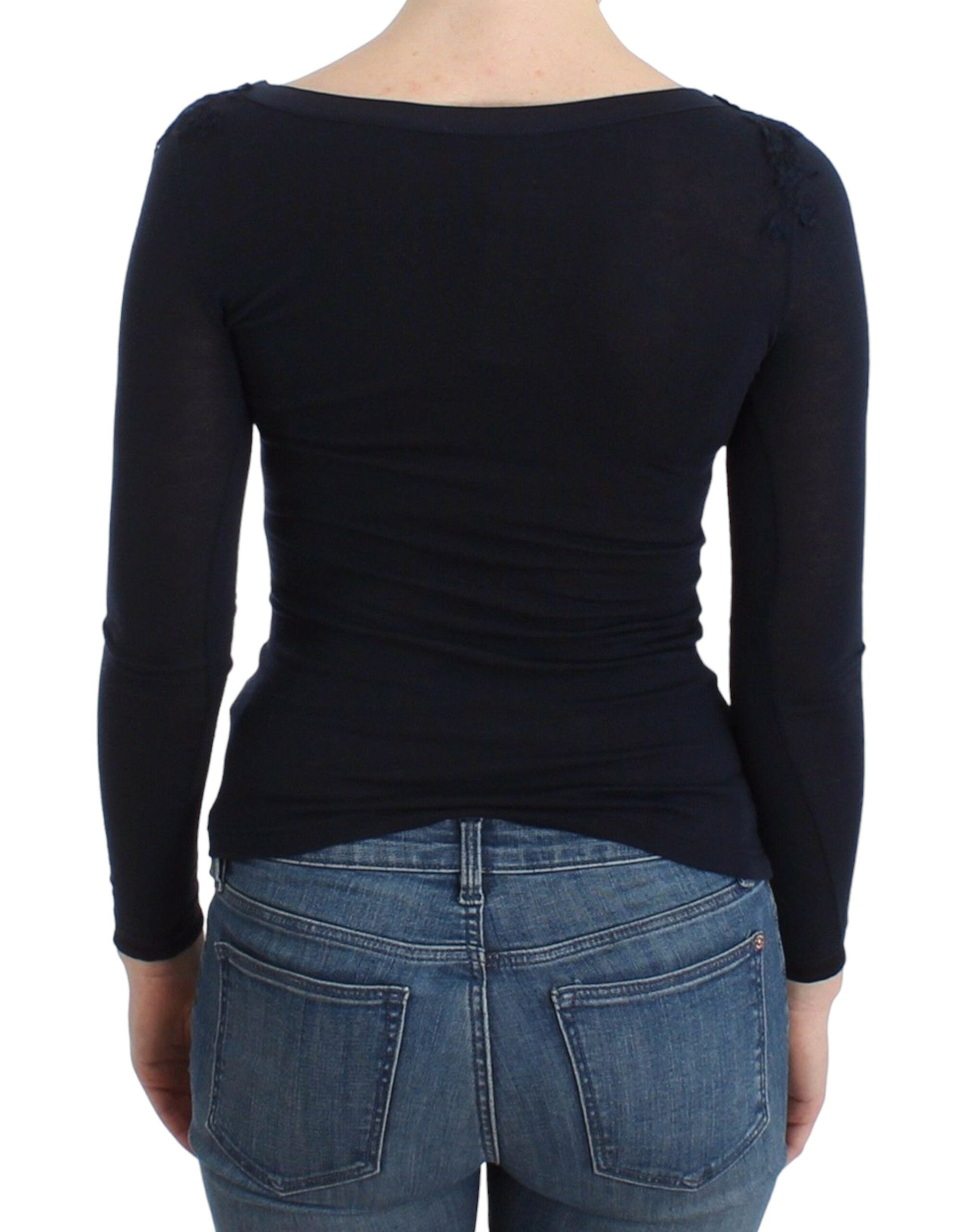 Ermanno Scervino Dessous Blau Top Bluse Pullover Spitze Rayon