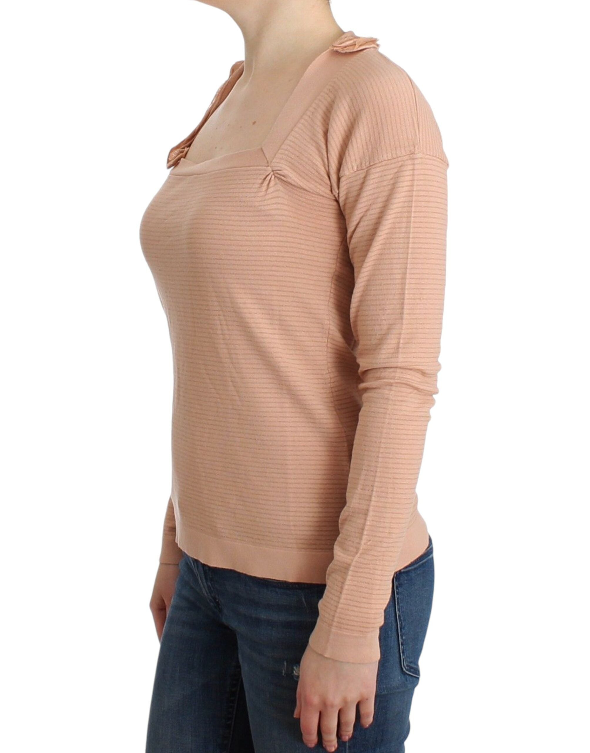 Ermanno Scervino Orange Striped Long-Sleeve Wool Blend Top