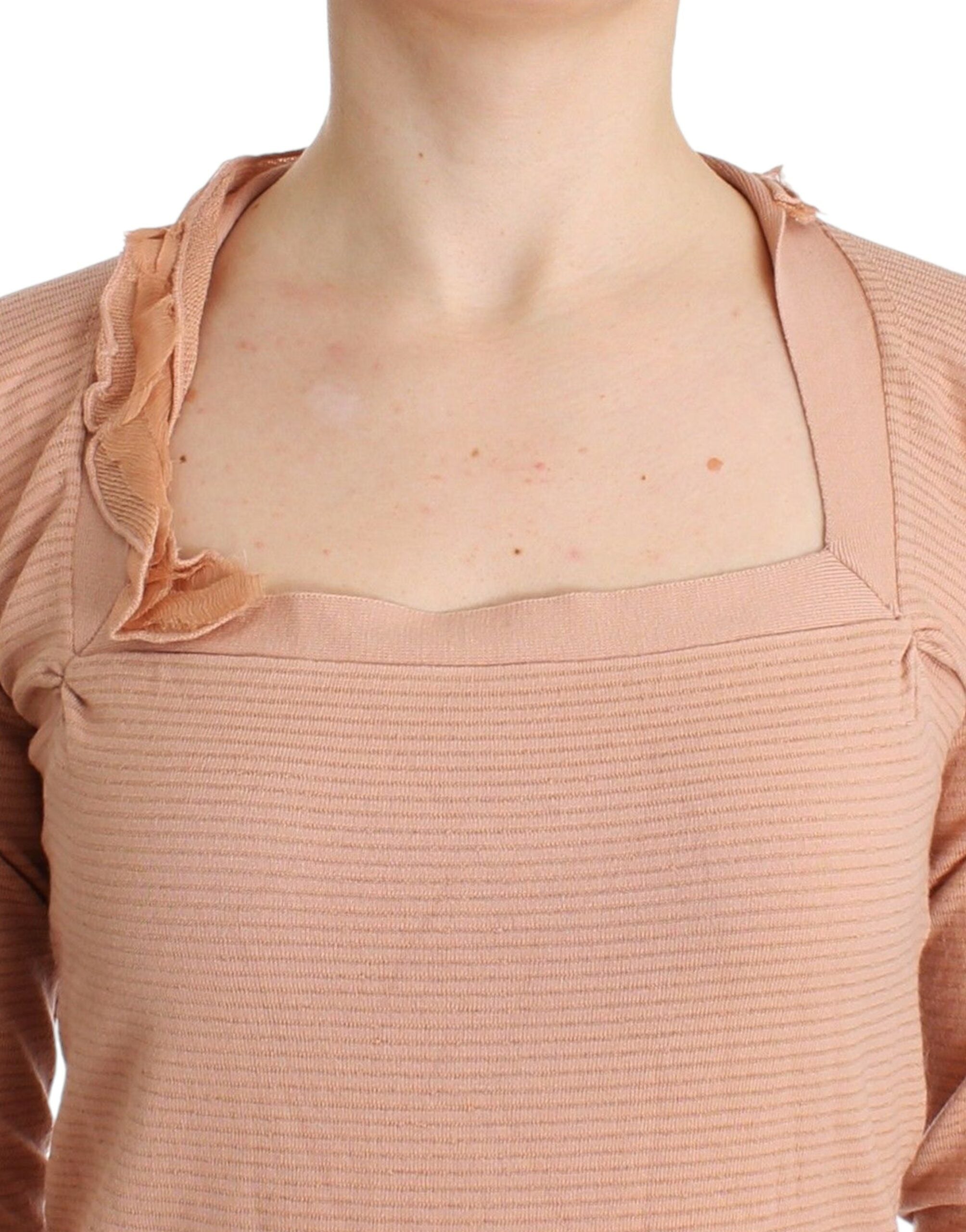 Ermanno Scervino Orange Striped Long-Sleeve Wool Blend Top