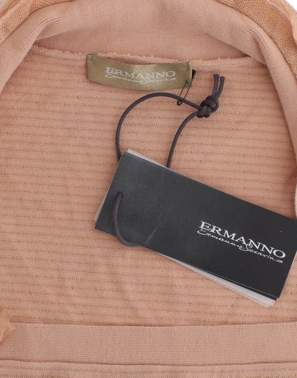 Ermanno Scervino Orange Striped Long-Sleeve Wool Blend Top