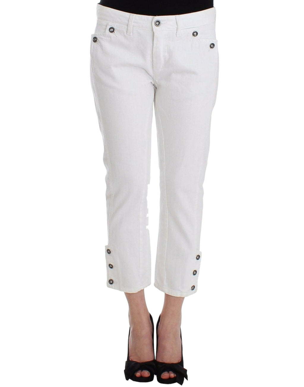 Ermanno Scervino White Cropped Jeans Denim Trousers Branded Capri