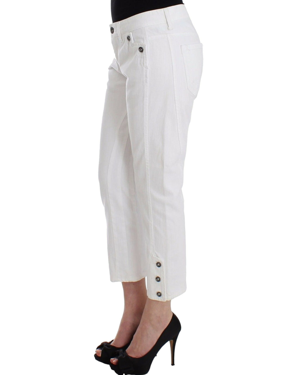 Ermanno Scervino White Cropped Jeans Denim Trousers Branded Capri