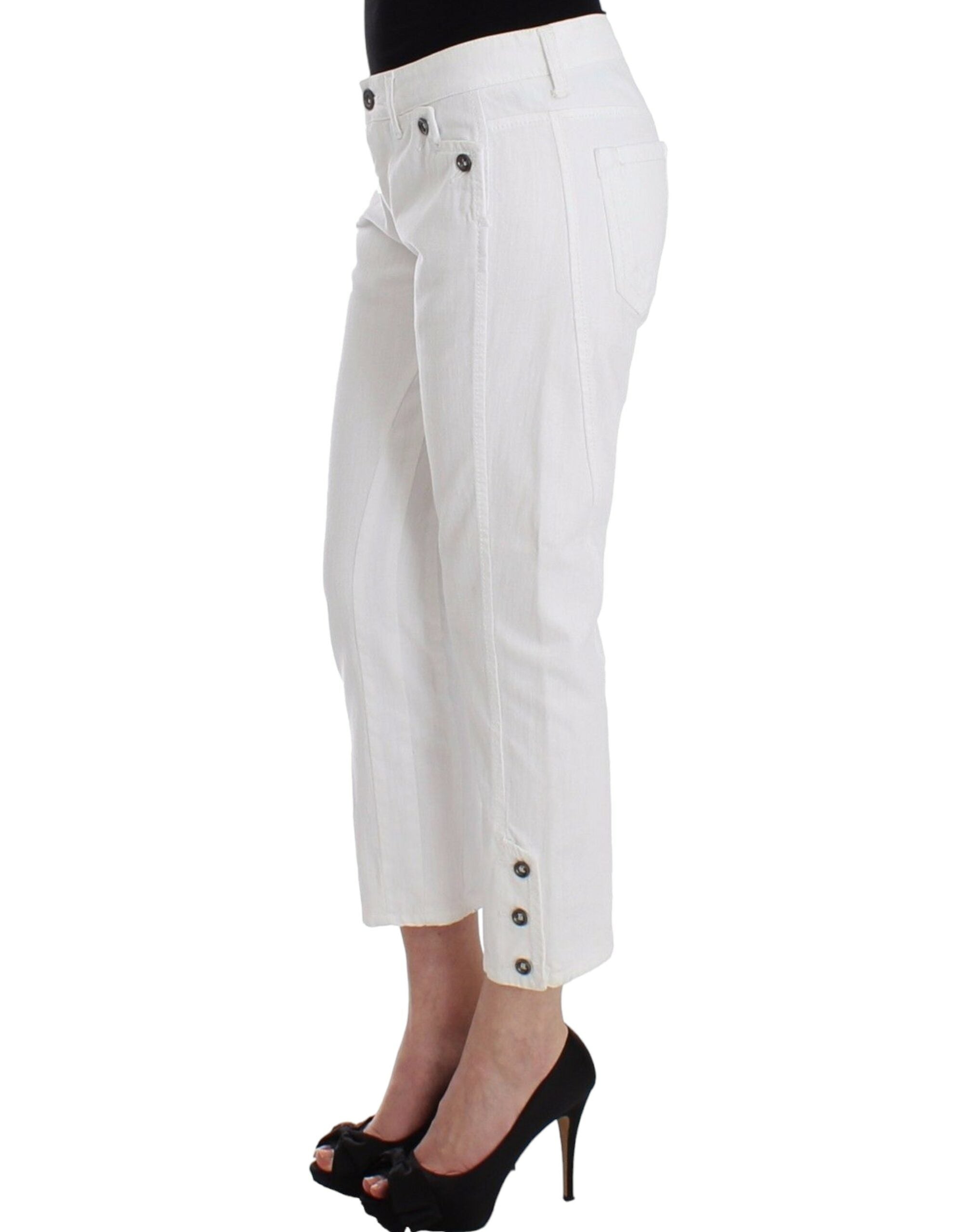 Ermanno Scervino White Cropped Jeans Denim Trousers Branded Capri