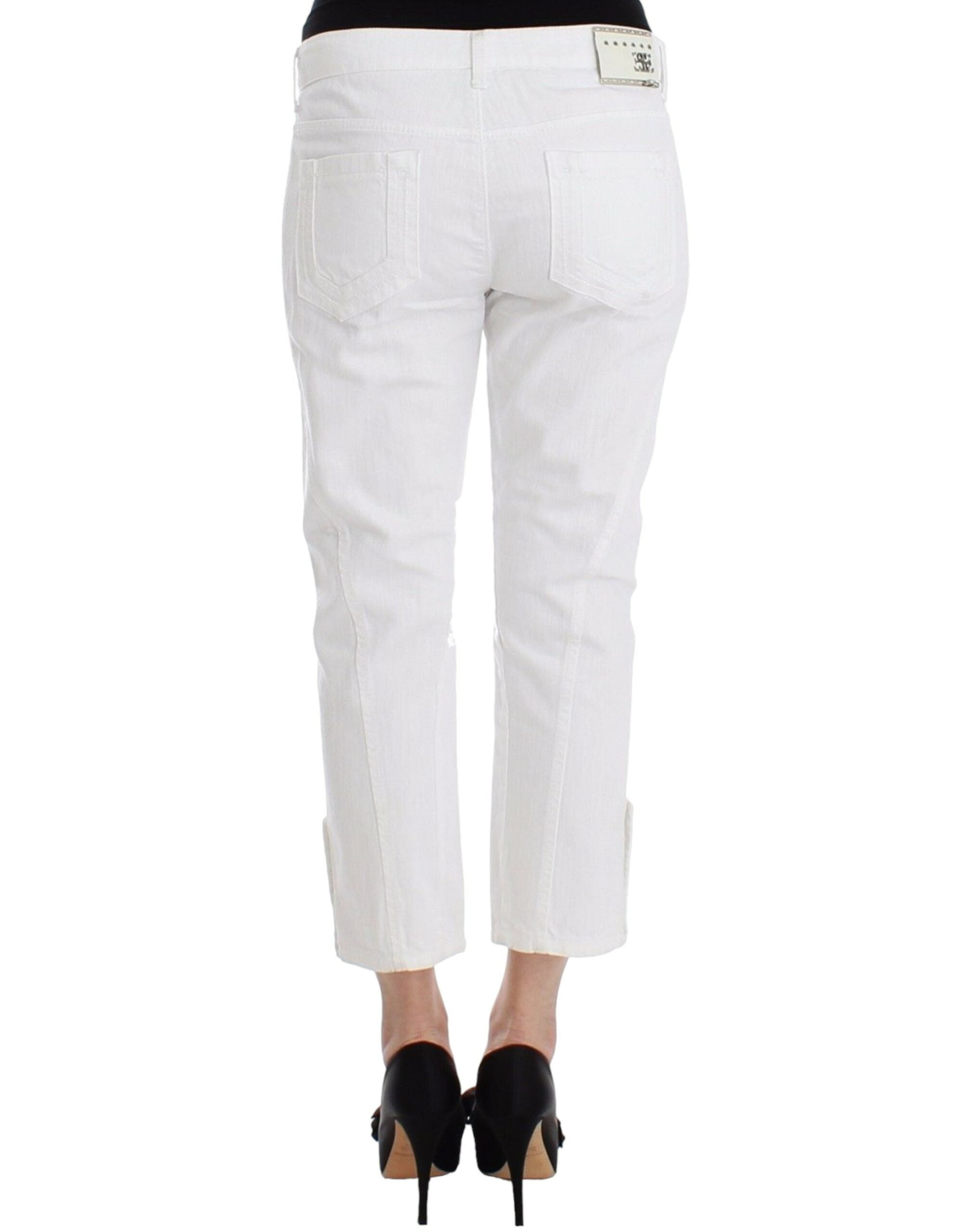 Ermanno Scervino White Cropped Jeans Denim Trousers Branded Capri