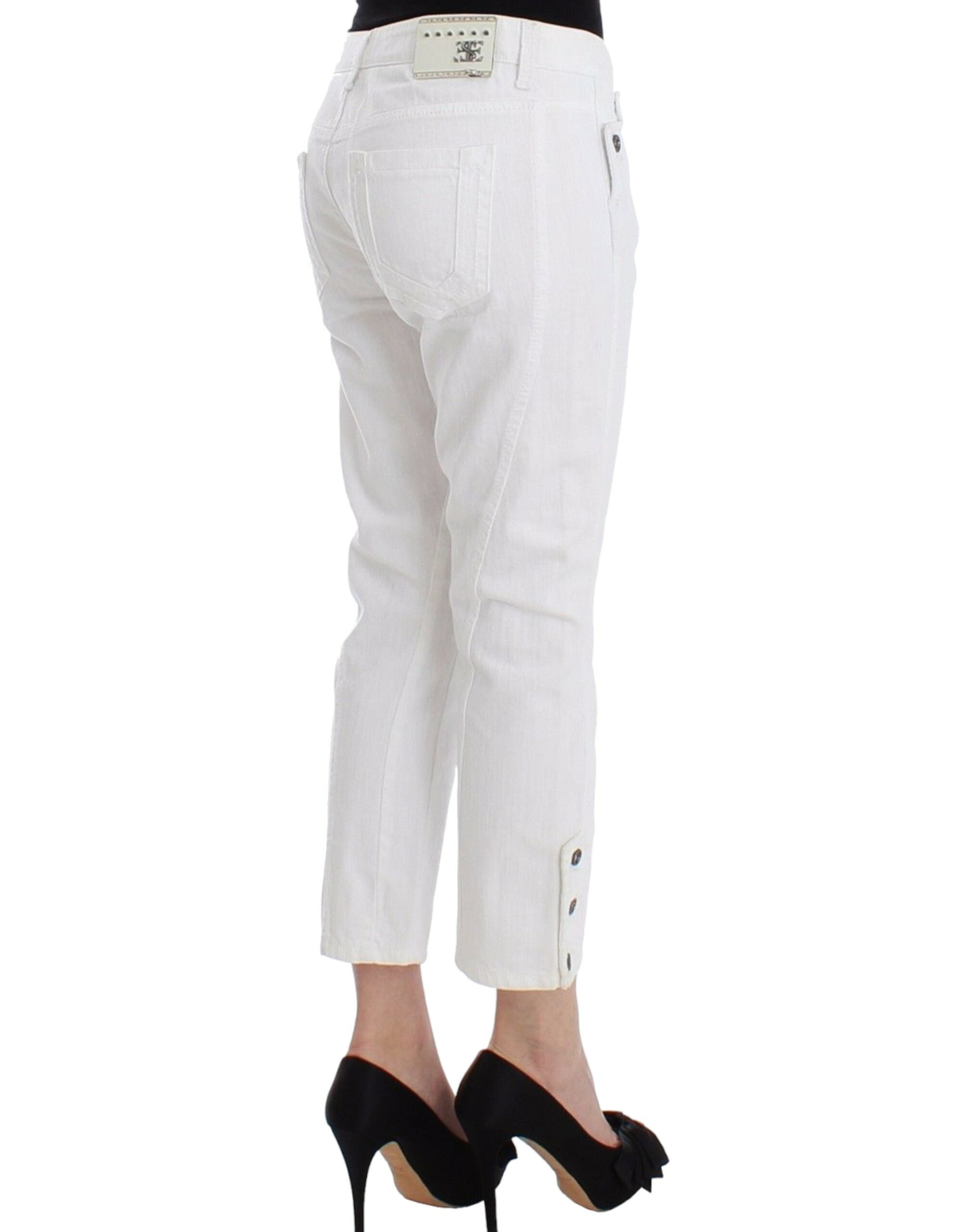 Ermanno Scervino White Cropped Jeans Denim Trousers Branded Capri