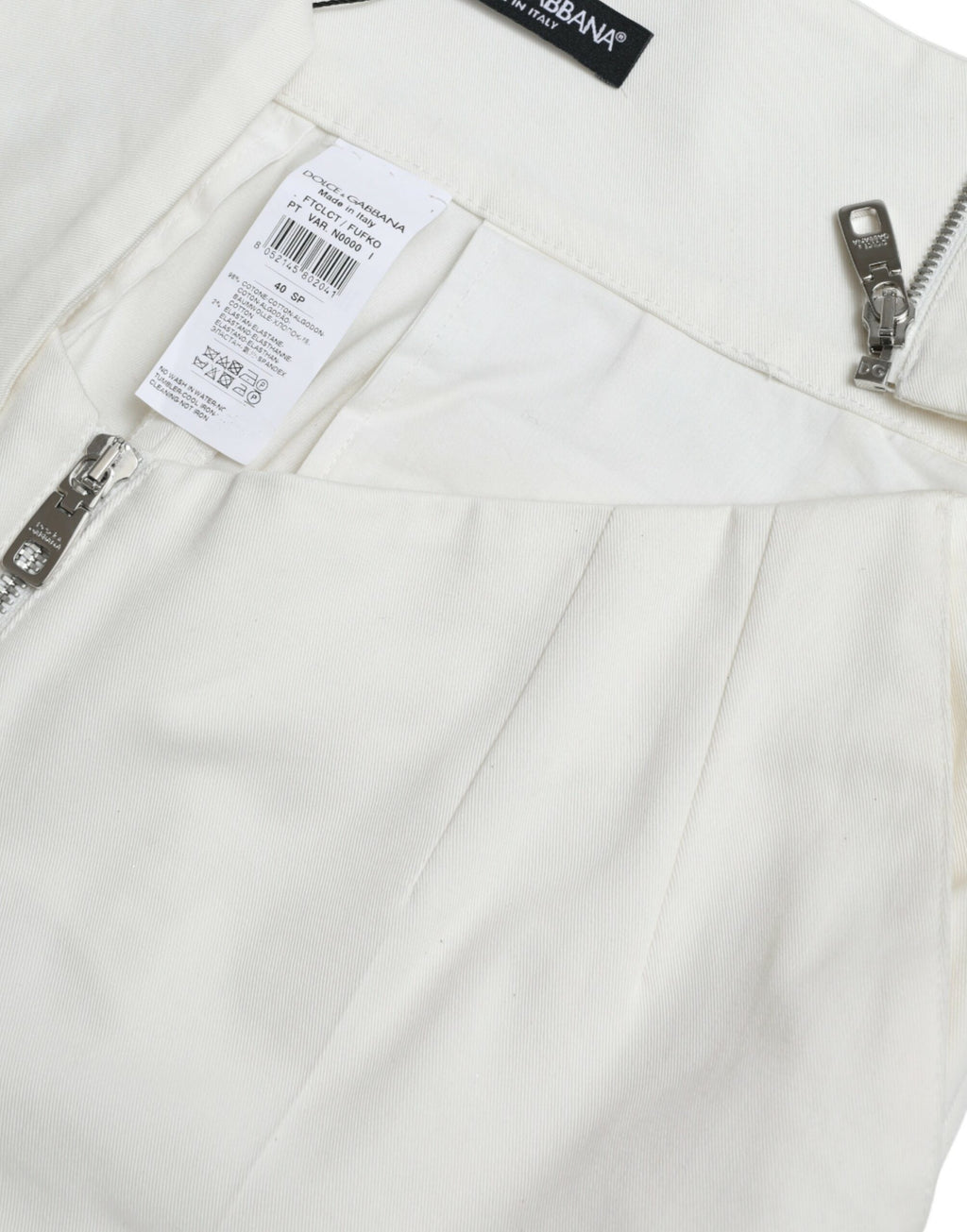 Dolce & Gabbana Black and White Cotton Cut-Out Waist Tapered Pants