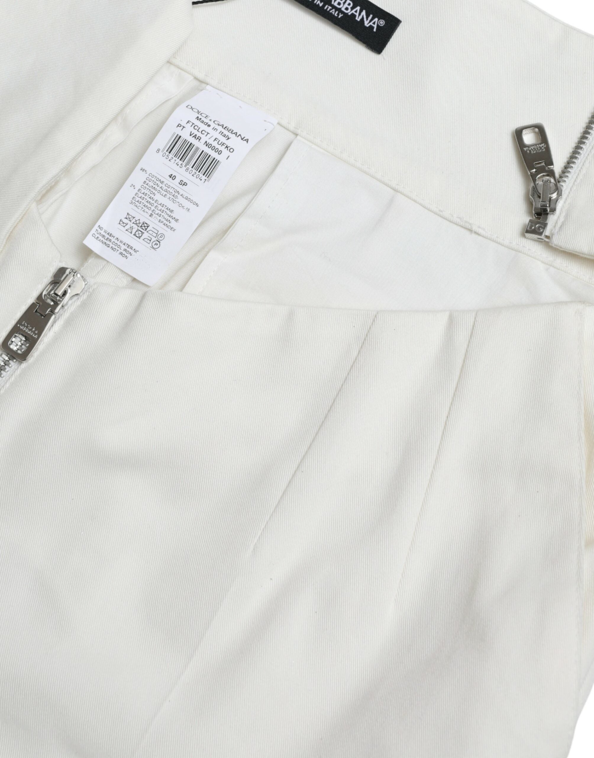 Dolce & Gabbana Black and White Cotton Cut-Out Waist Tapered Pants