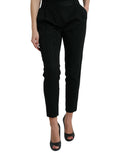 Dolce & Gabbana Black High-Waist Tapered Wool Trousers