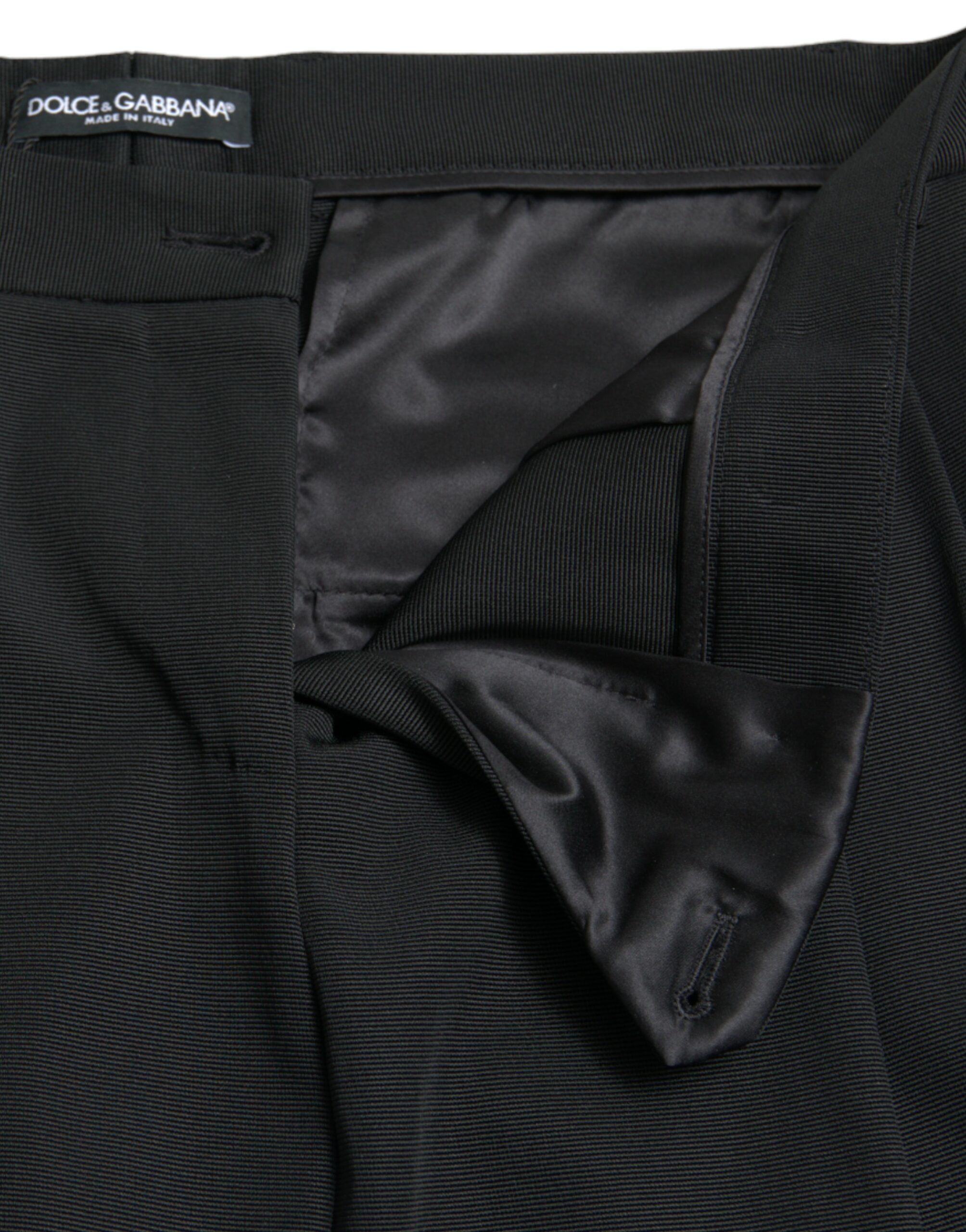Dolce & Gabbana Black High-Waist Tapered Wool Trousers