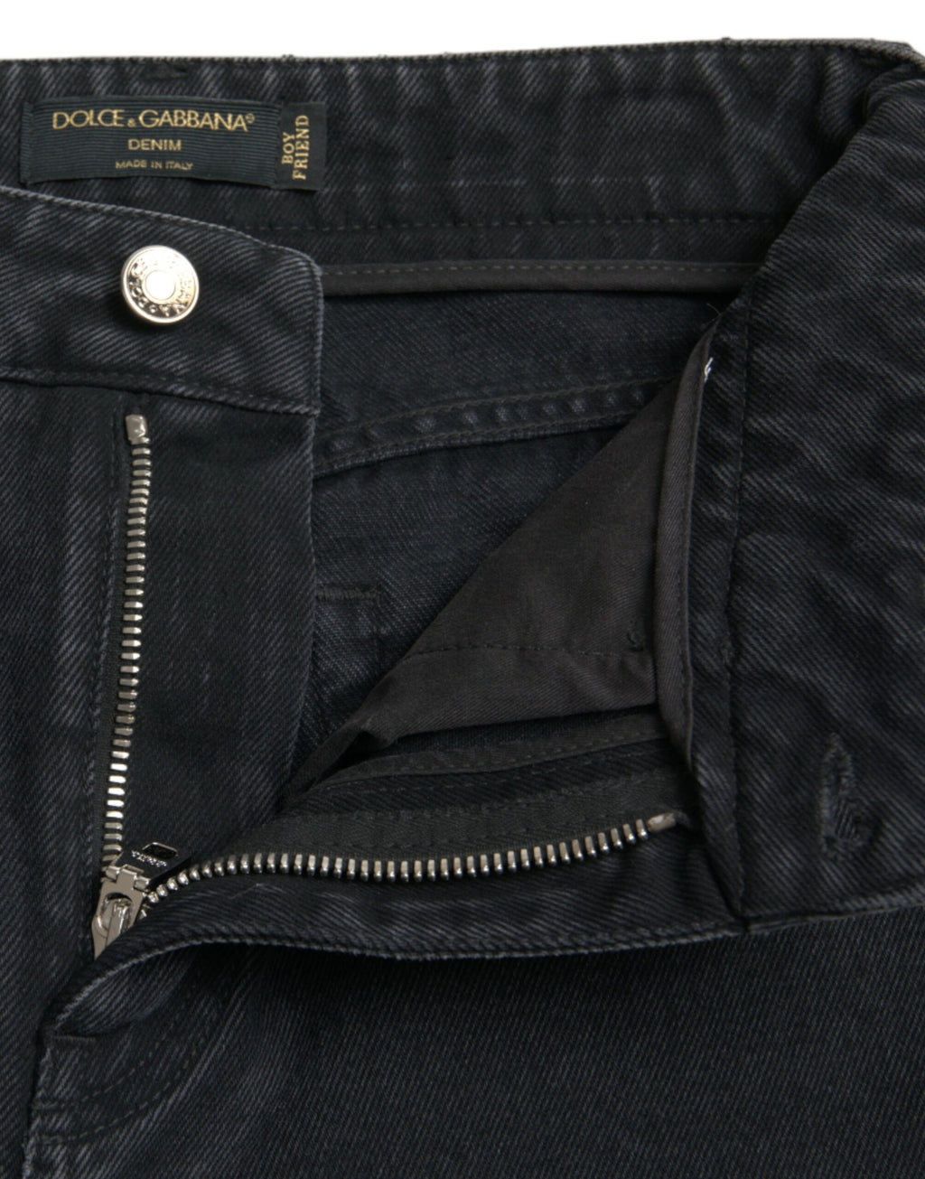Dolce & Gabbana Black High-Waist Ripped Denim Cotton Jeans