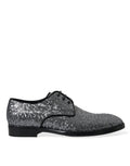 Dolce & Gabbana Silberne paillettenbesetzte Schnürschuhe für Männer Derby Dress Schuhe