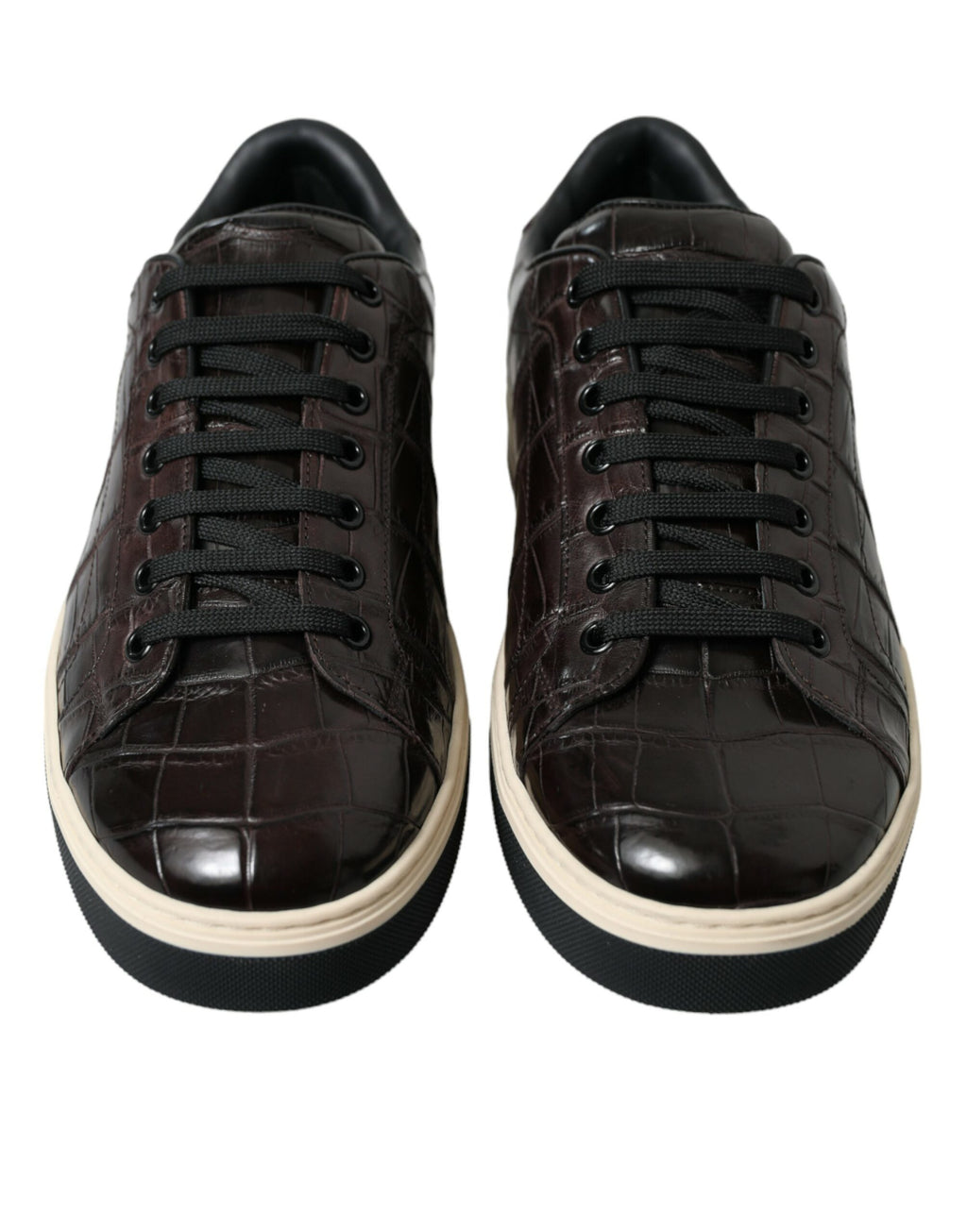 Dolce & Gabbana Brown Croc Exotic Leather Men's Casual Sneakers Shoes