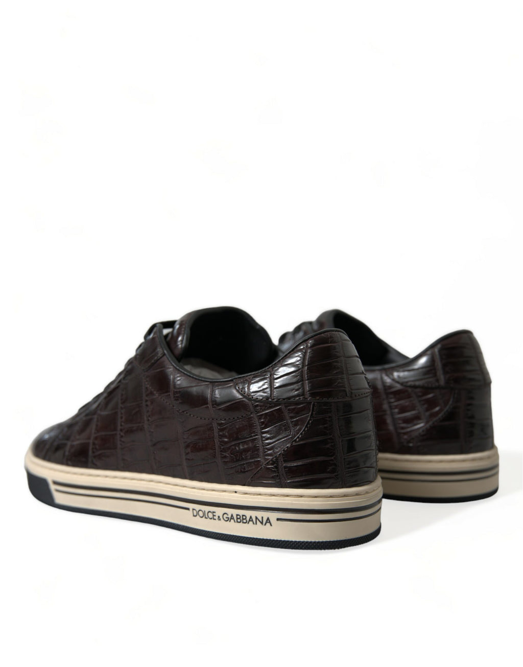 Dolce & Gabbana Brown Croc Exotic Leather Men's Casual Sneakers Shoes